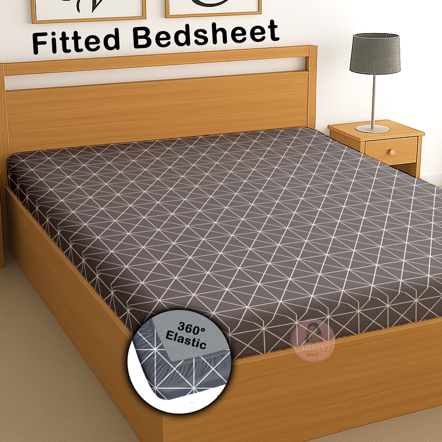 CHHAVI INDIA 210 TC Microfiber Waterproof Printed Fitted (Elastic) Bedsheet