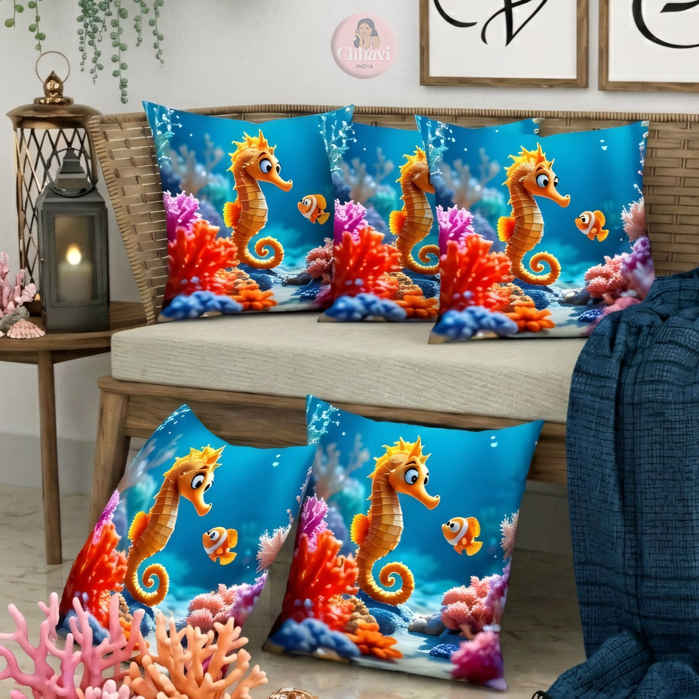CHHAVI INDIA Microfiber Cushions Cover Pack of 5