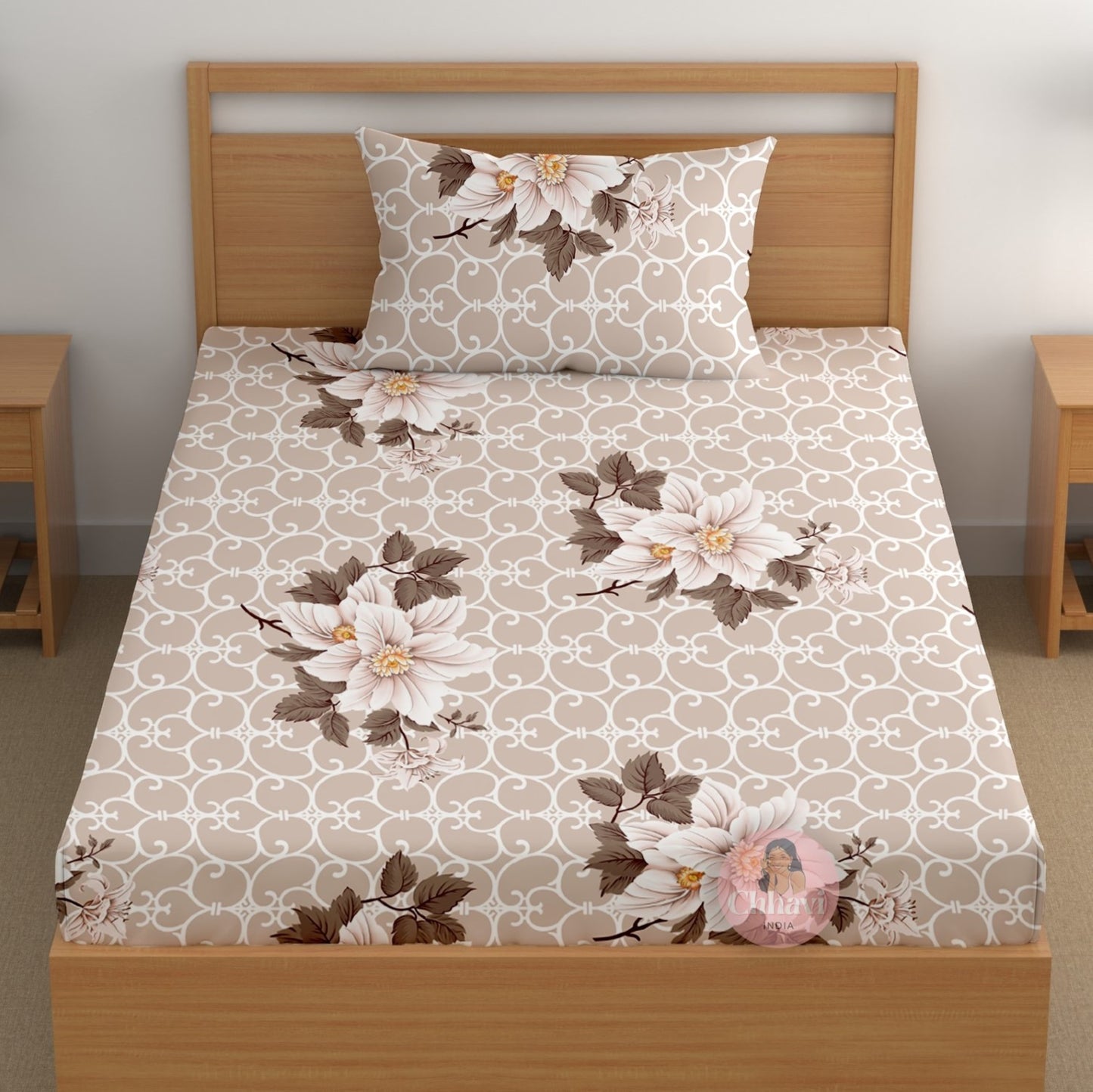 CHHAVI INDIA 180 TC Microfiber Printed Single Bedsheet With 1 Pillow Cover