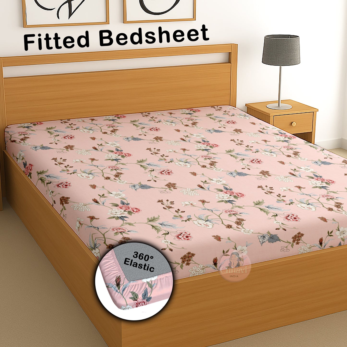 CHHAVI INDIA 210 TC Microfiber Waterproof Printed Fitted (Elastic) Bedsheet