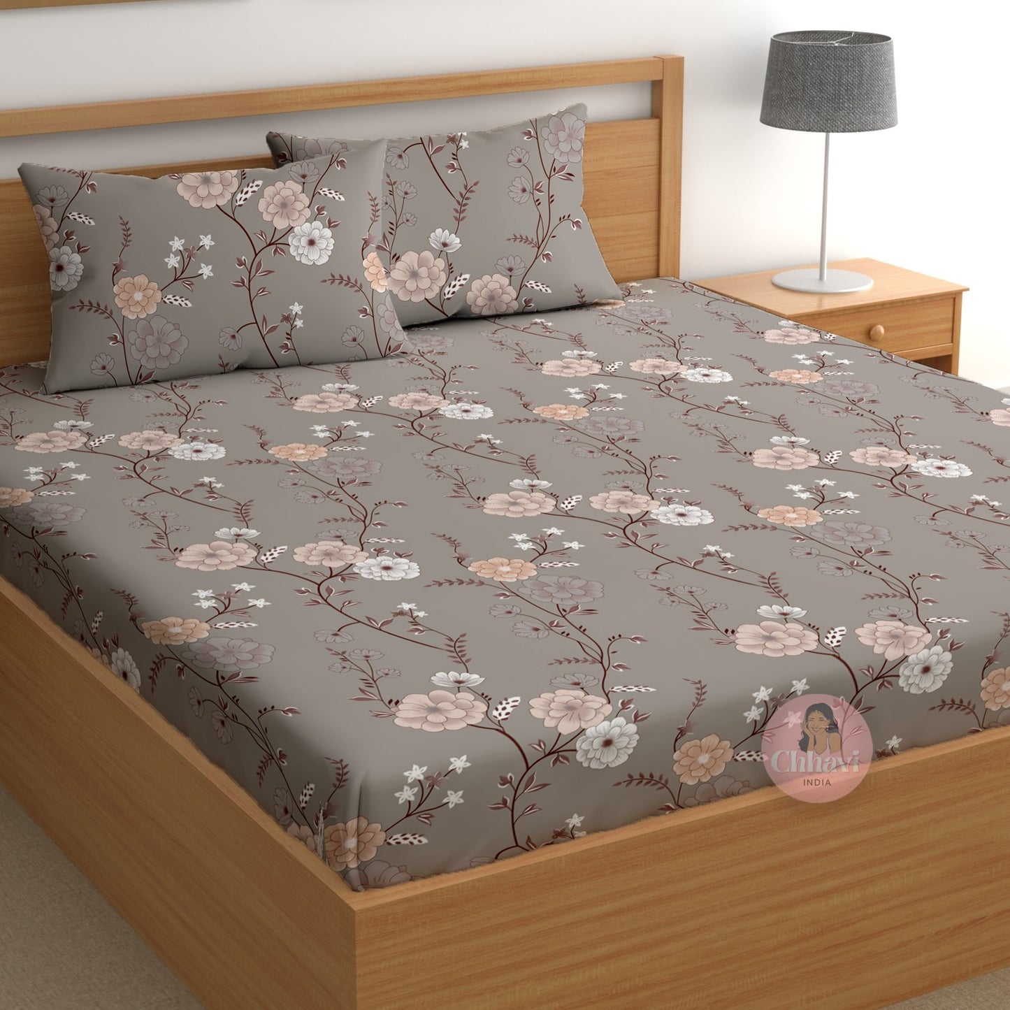 CHHAVI INDIA 180 TC Microfiber Printed Double Bedsheet With 2 Pillow Covers