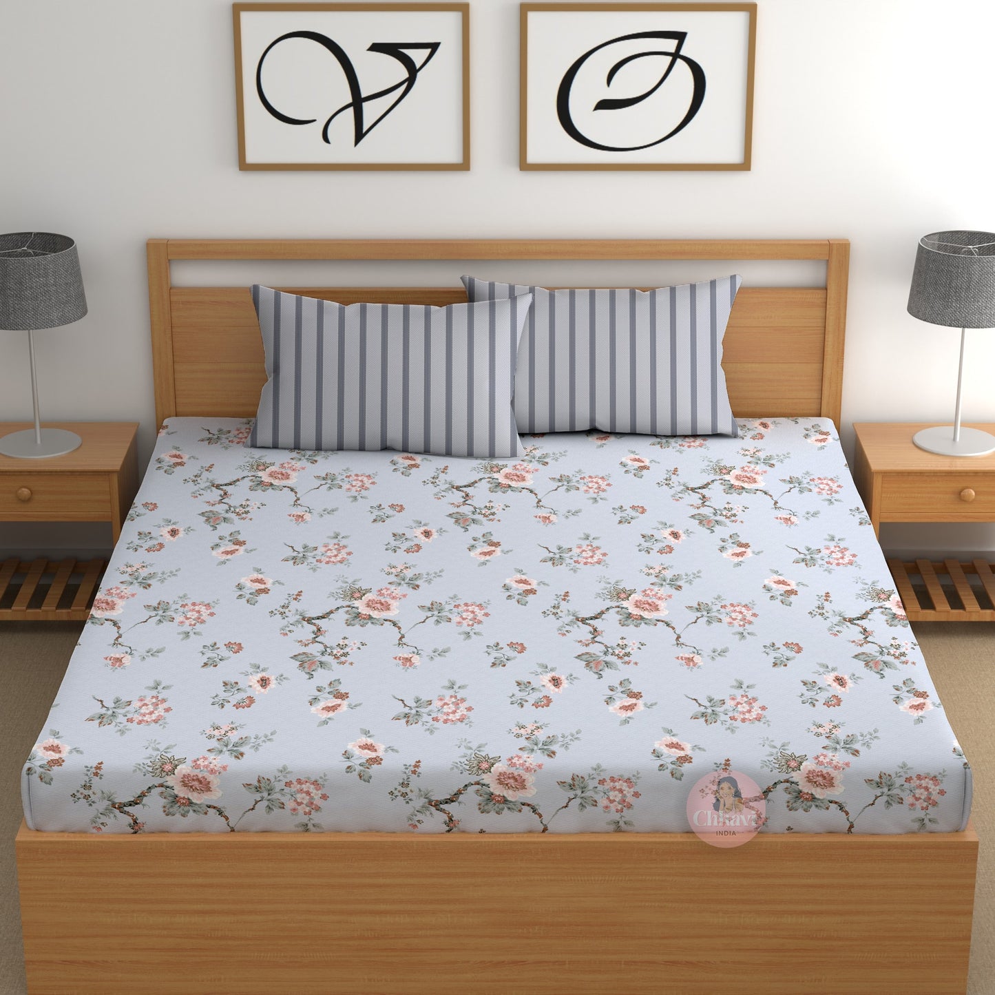 CHHAVI INDIA 210 TC Microfiber Printed King Size Bedsheet With 2 Pillow Covers