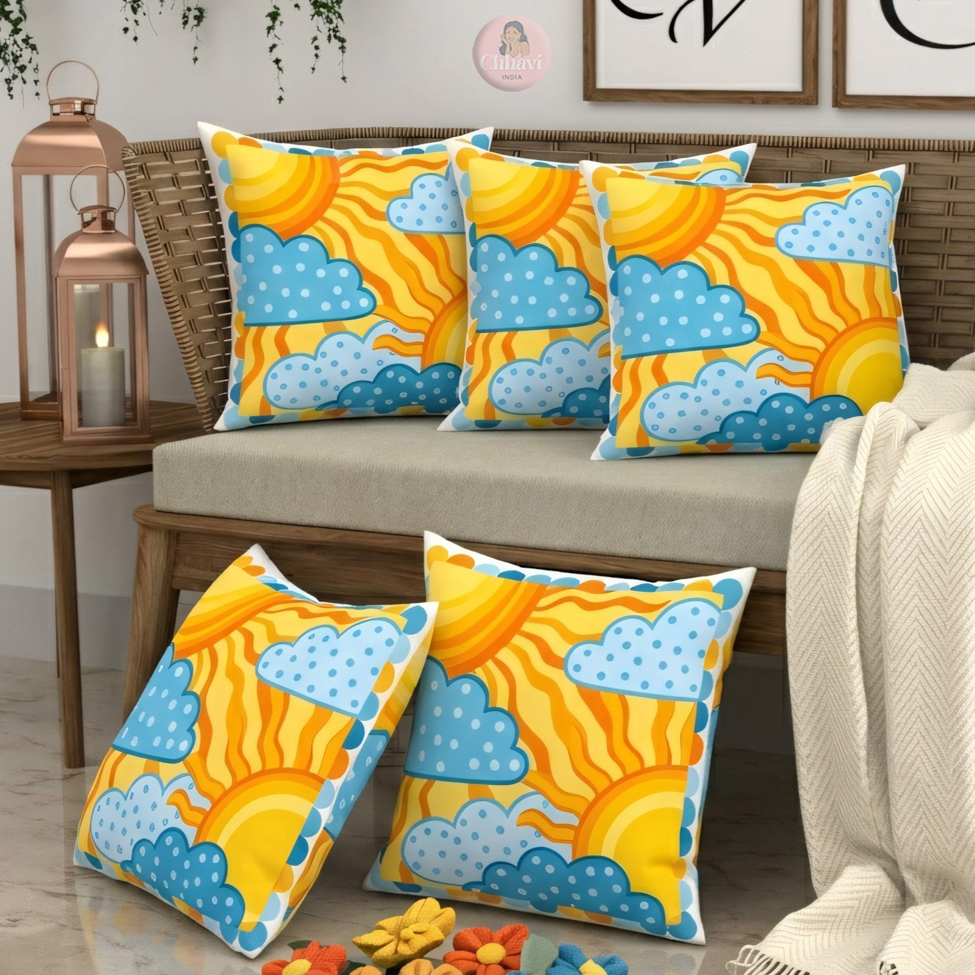 CHHAVI INDIA Microfiber Cushions Cover Pack of 5