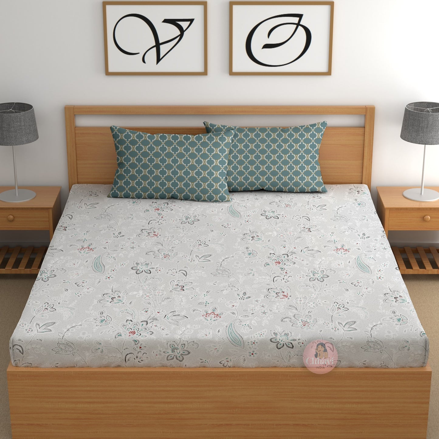 CHHAVI INDIA 210 TC Microfiber Printed King Size Bedsheet With 2 Pillow Covers