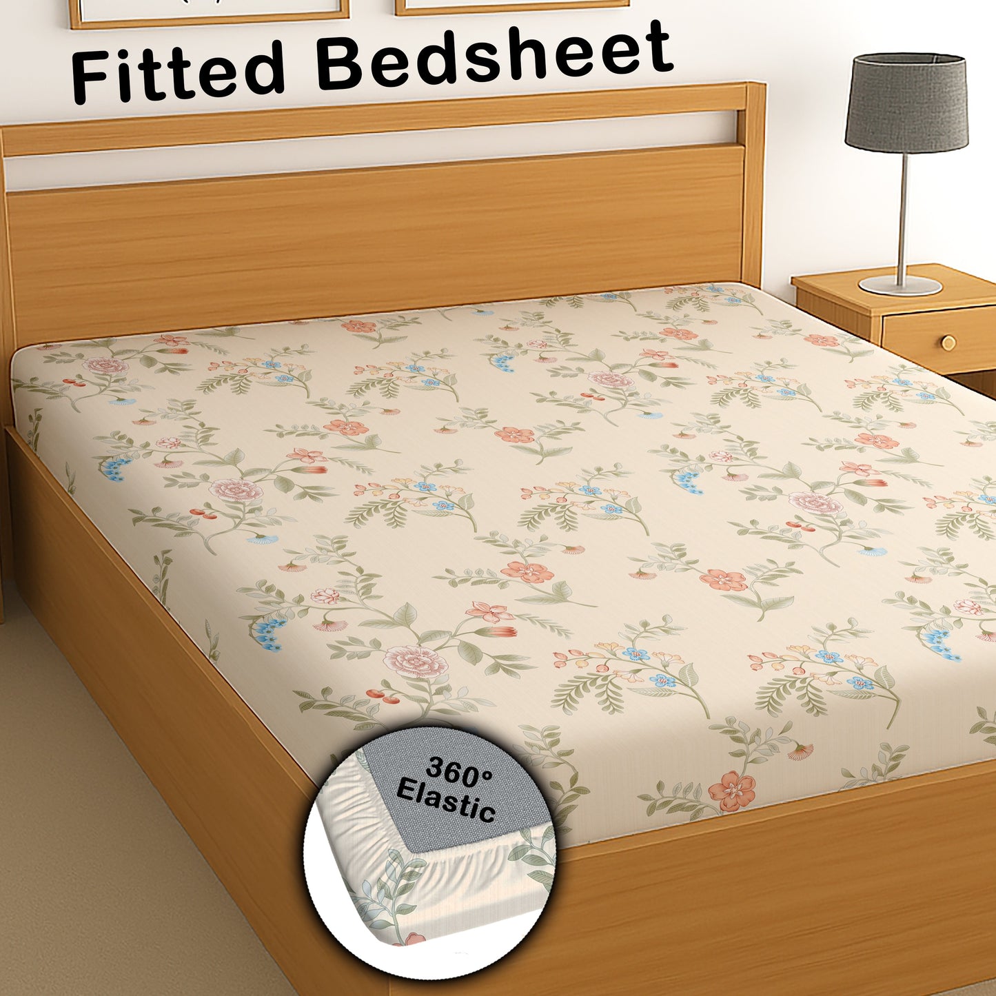 CHHAVI INDIA 210 TC Microfiber Waterproof Printed Fitted (Elastic) Bedsheet