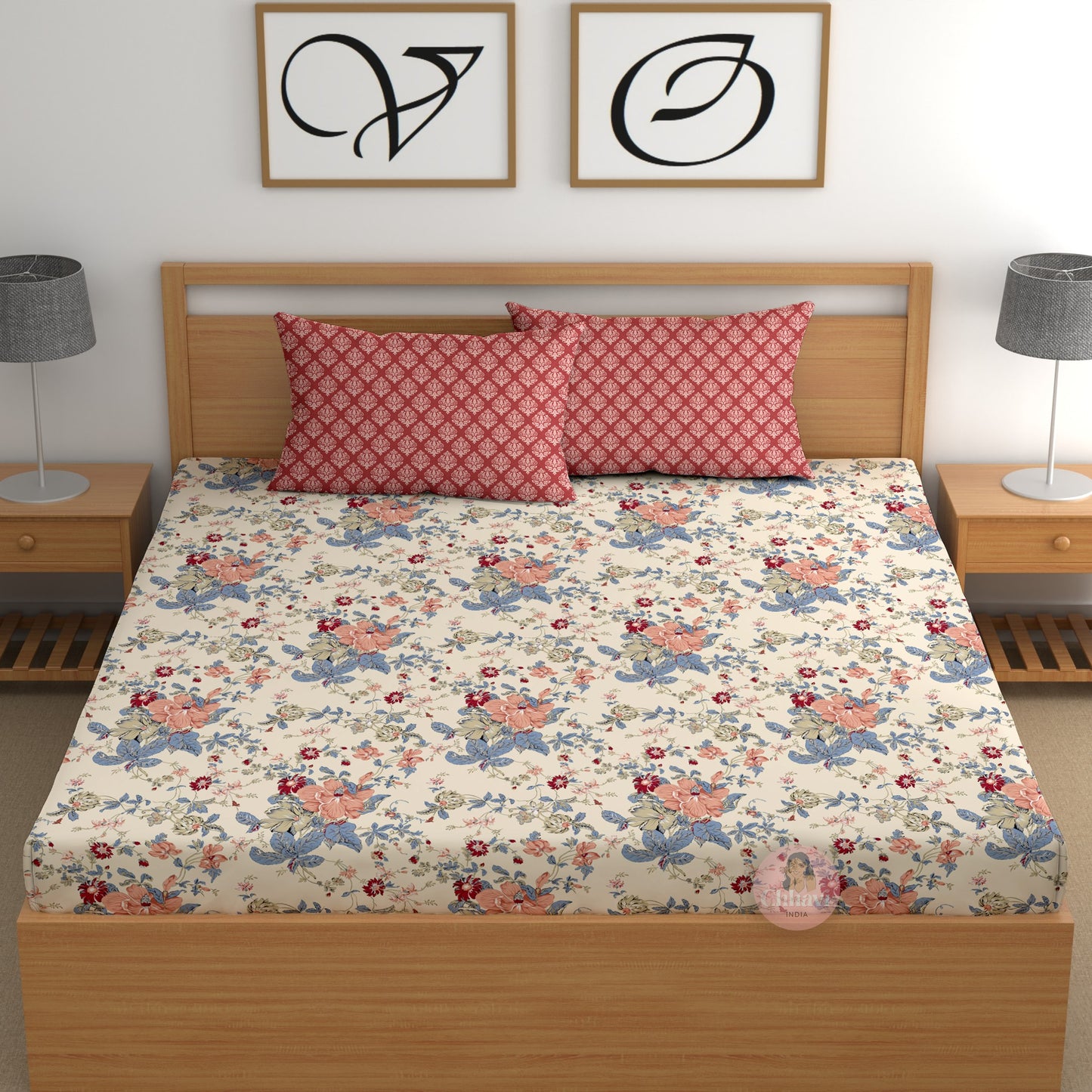 CHHAVI INDIA 210 TC Microfiber Printed King Size Bedsheet With 2 Pillow Covers