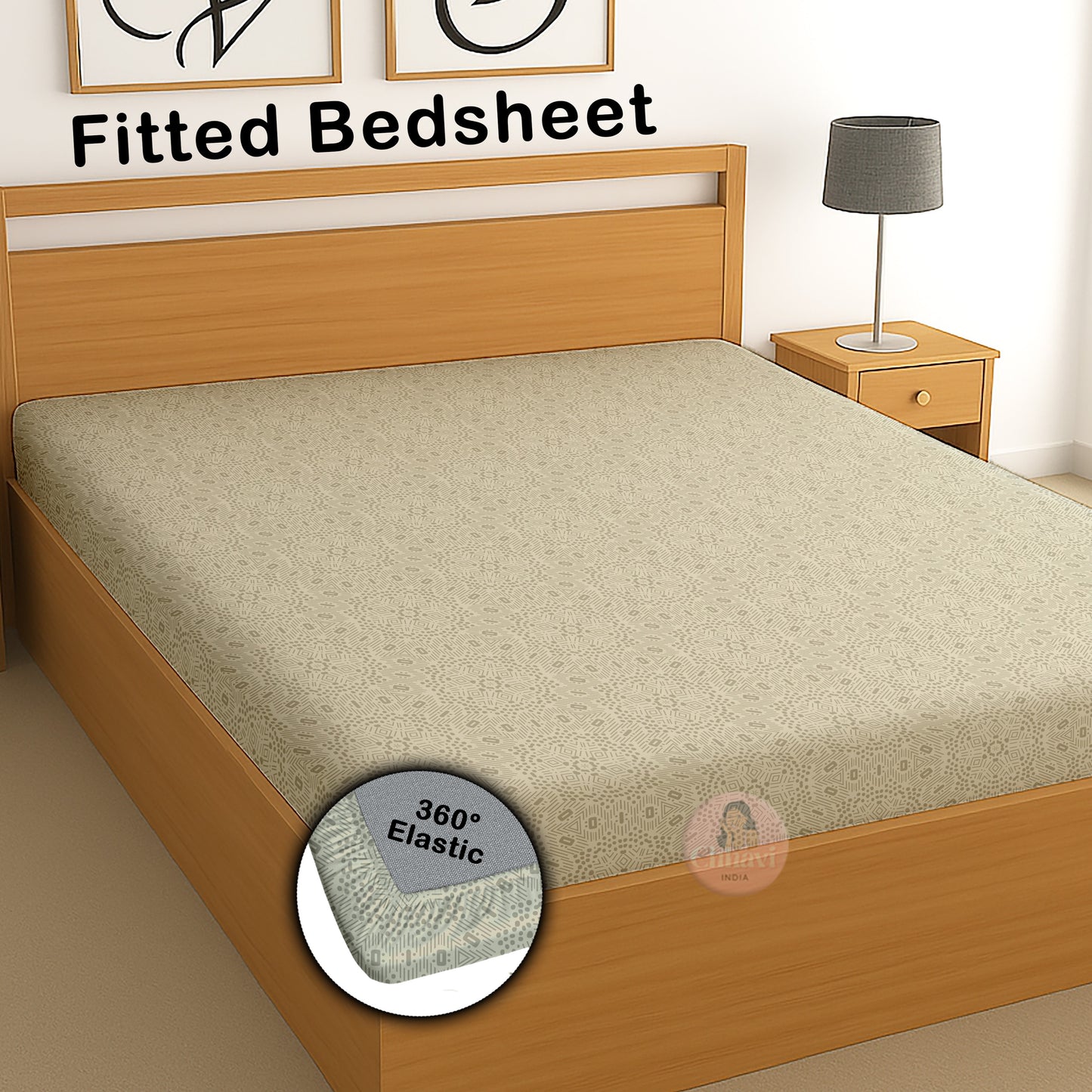 CHHAVI INDIA 210 TC Microfiber Waterproof Printed Fitted (Elastic) Bedsheet