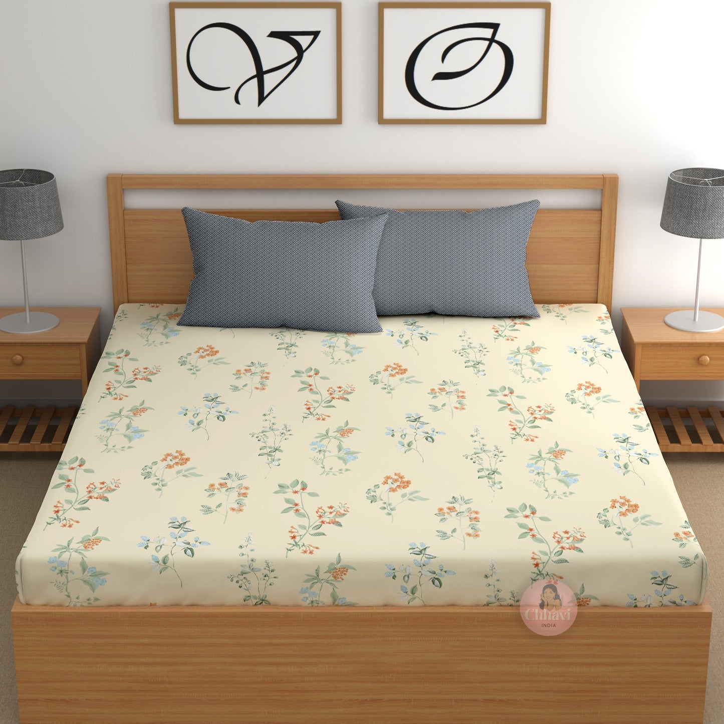 CHHAVI INDIA 210 TC Microfiber Printed King Size Bedsheet With Pillow Covers