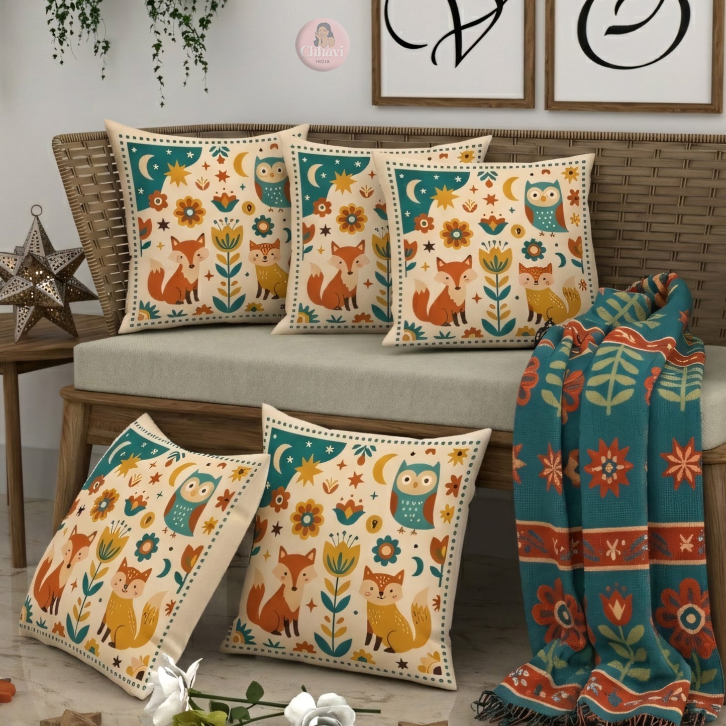 CHHAVI INDIA Microfiber Cushions Cover Pack of 5