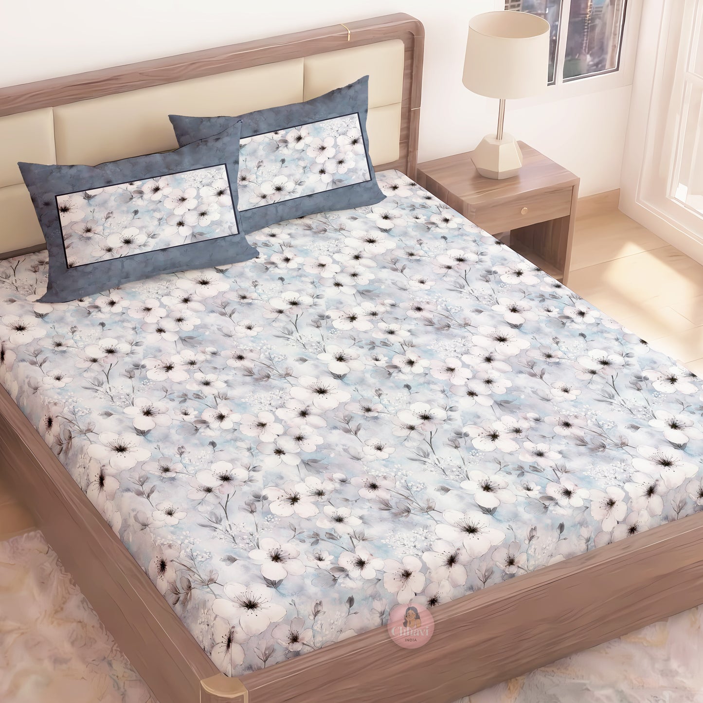 CHHAVI INDIA 210 TC Microfiber Printed King Size Bedsheet With Pillow Covers