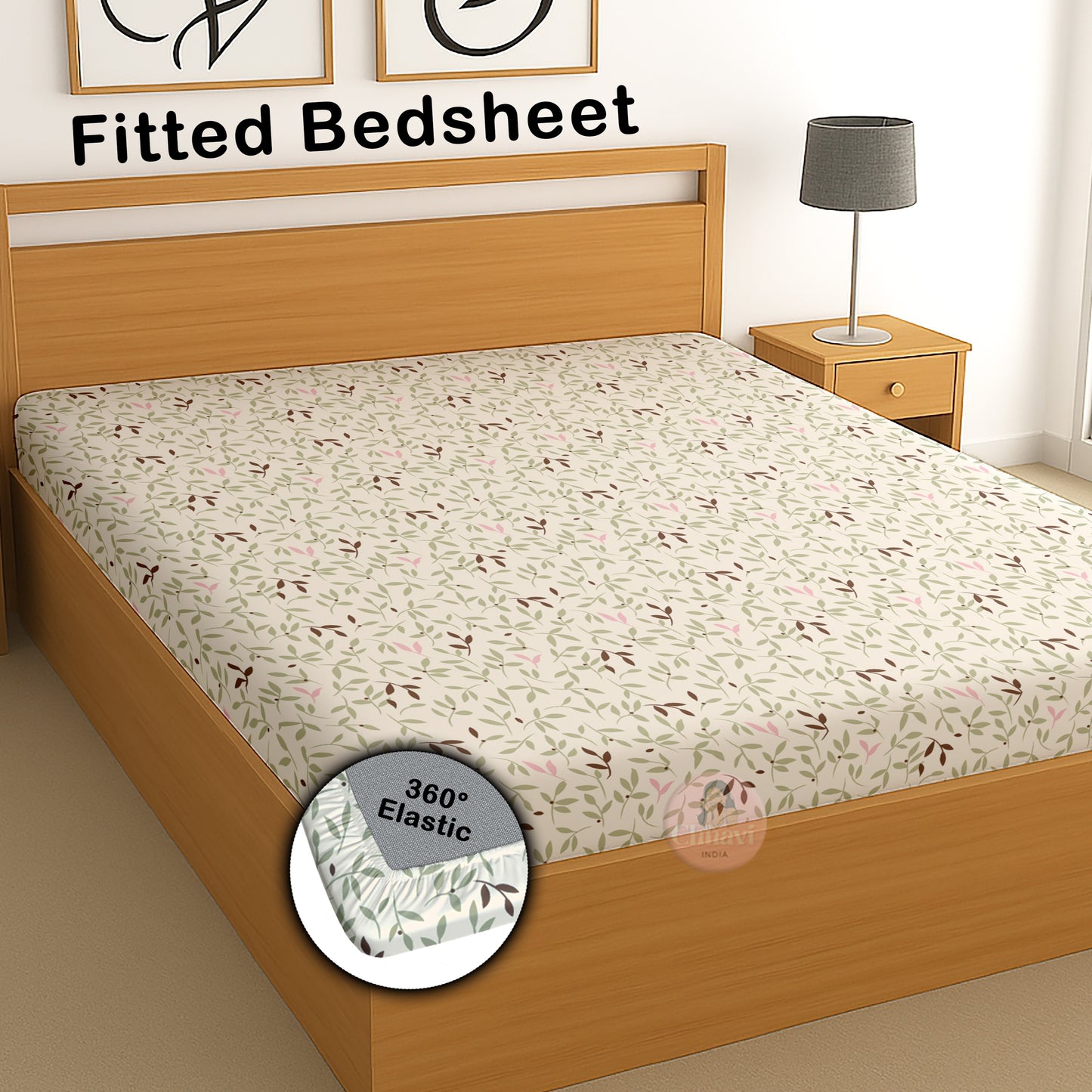 CHHAVI INDIA 210 TC Microfiber Waterproof Printed Fitted (Elastic) Bedsheet
