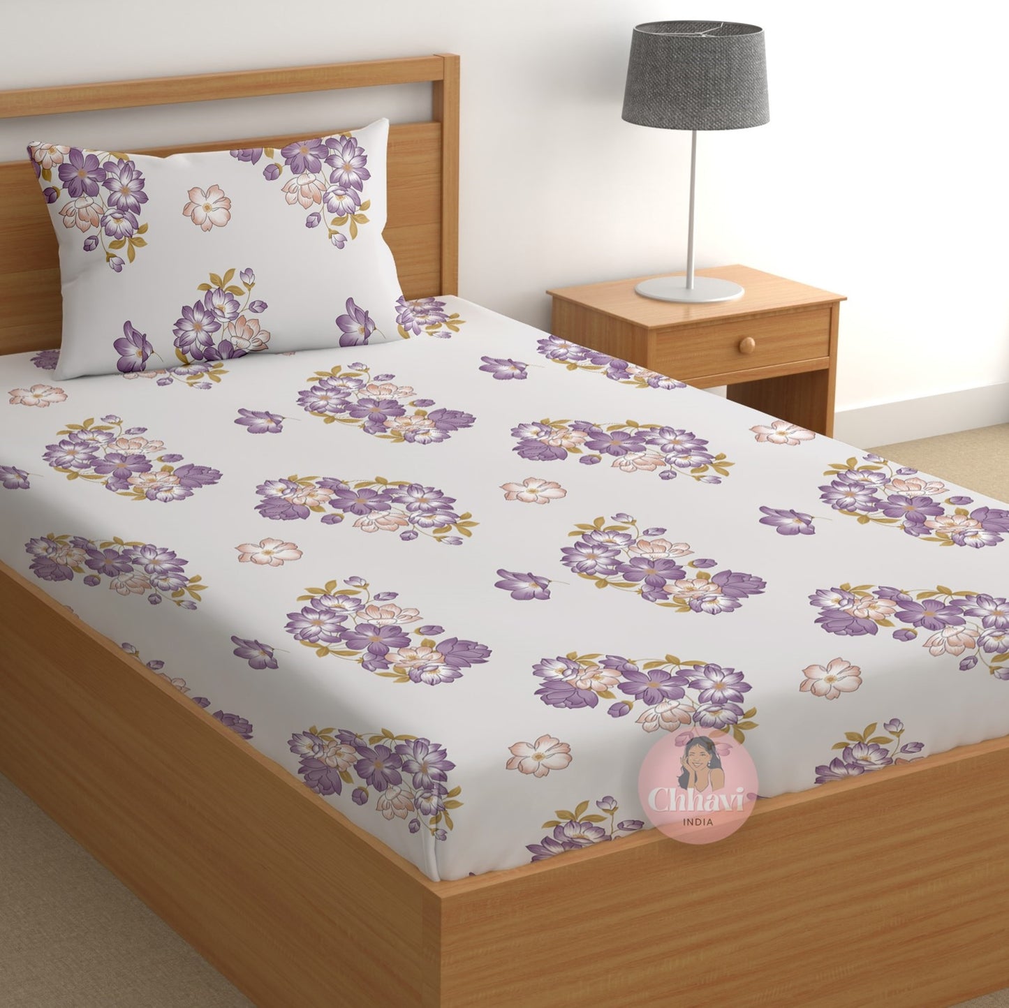 CHHAVI INDIA 180 TC Microfiber Printed Single Bedsheet With 1 Pillow Cover