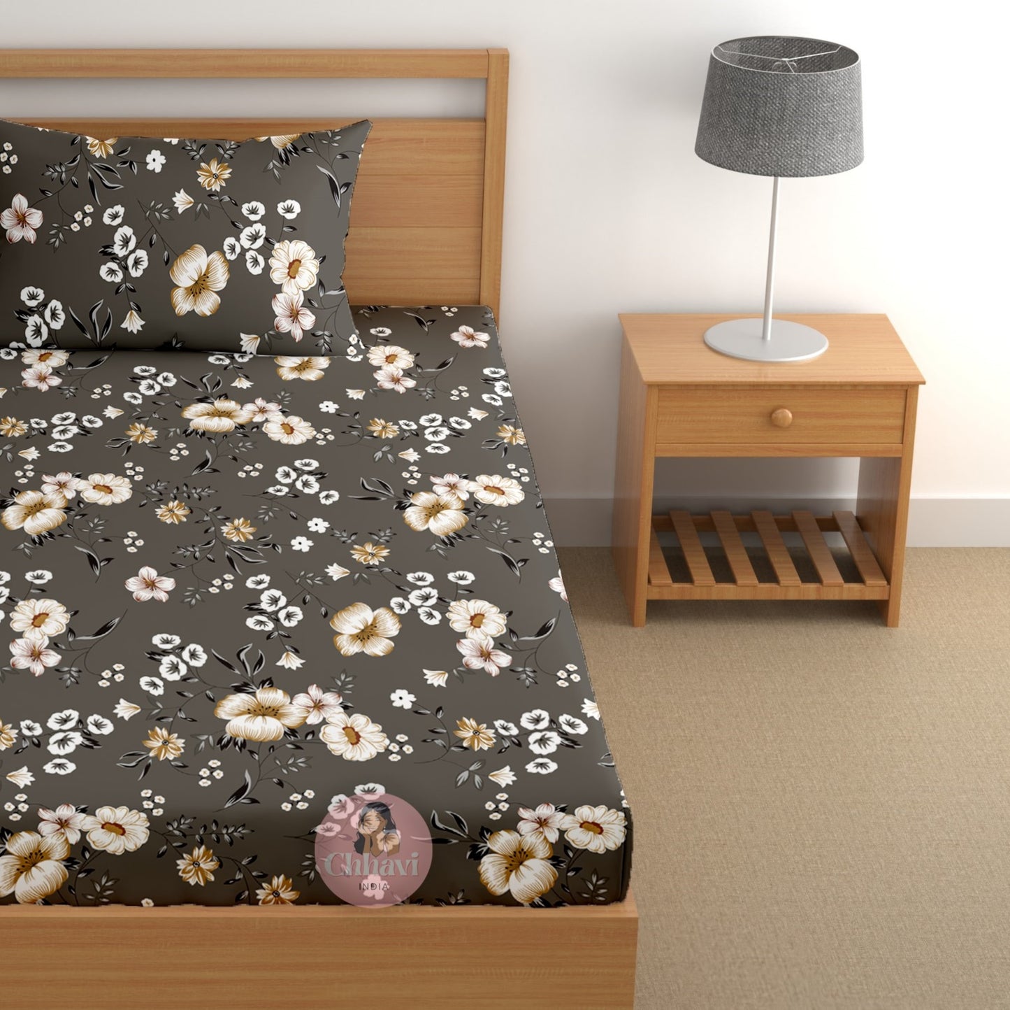 CHHAVI INDIA 180 TC Microfiber Printed Single Bedsheet With 1 Pillow Cover