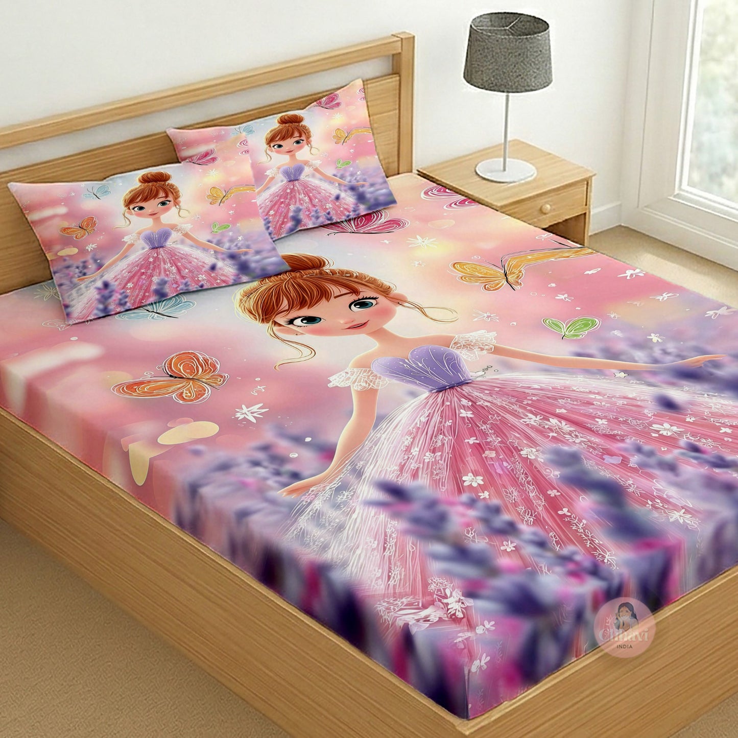 CHHAVI INDIA 210 TC Microfiber Printed King Size Bedsheet With 2 Pillow Covers