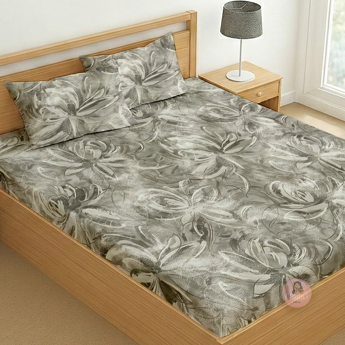 CHHAVI INDIA 210 TC Microfiber Printed King Size Bedsheet With 2 Pillow Covers