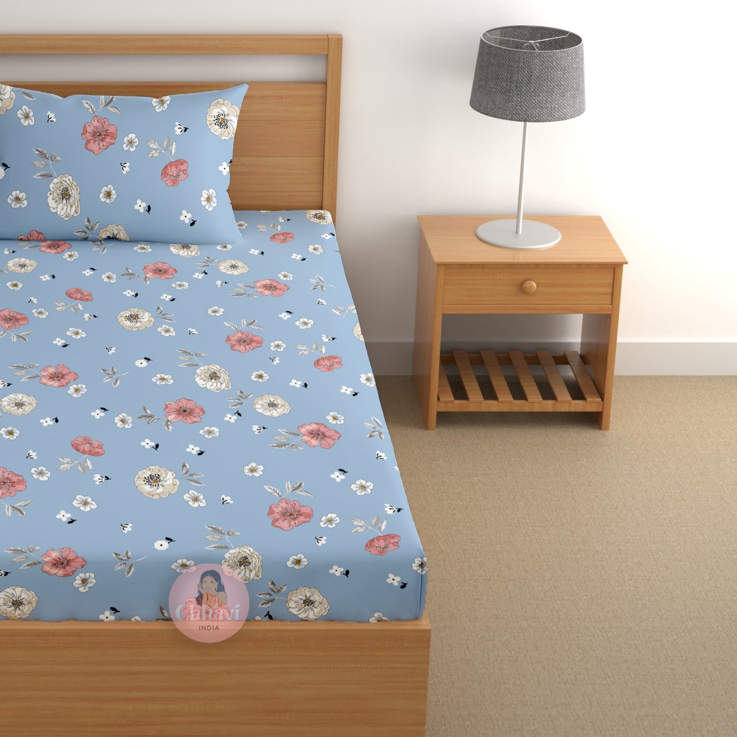CHHAVI INDIA 180 TC Microfiber Printed Single Bedsheet With 1 Pillow Cover