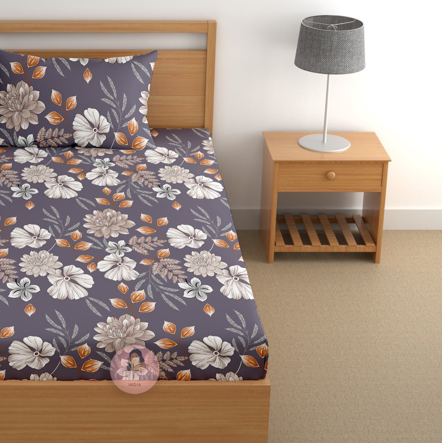 CHHAVI INDIA 180 TC Microfiber Printed Single Bedsheet With 1 Pillow Cover