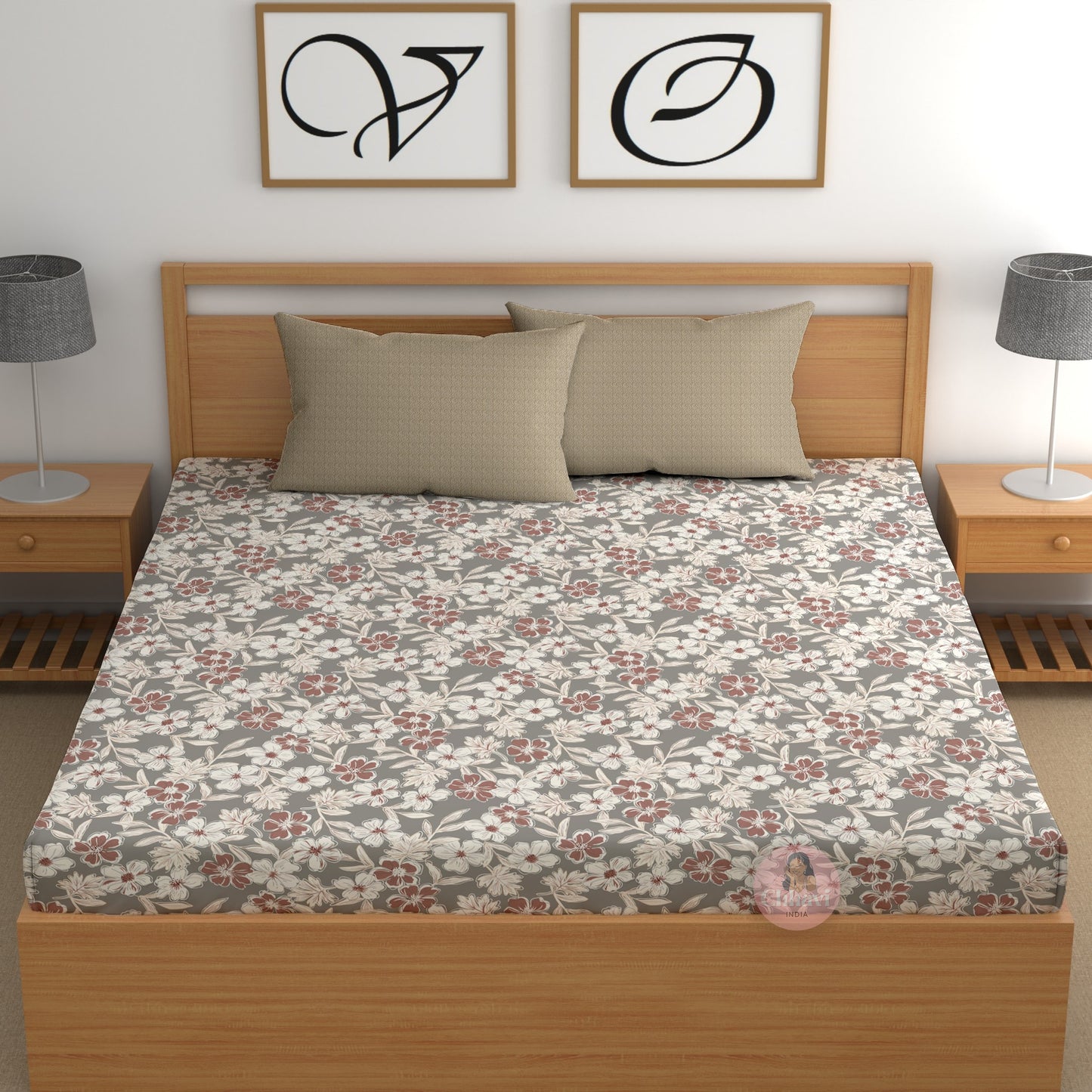 CHHAVI INDIA 210 TC Microfiber Printed King Size Bedsheet With Pillow Covers