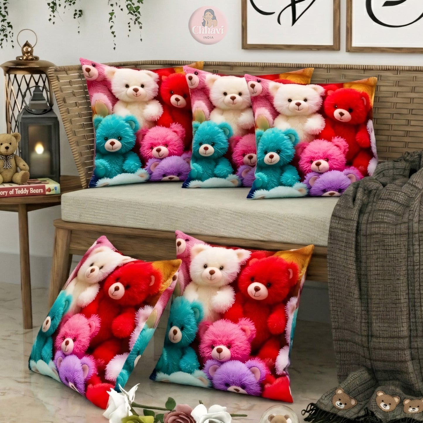 CHHAVI INDIA Microfiber Cushions Cover Pack of 5