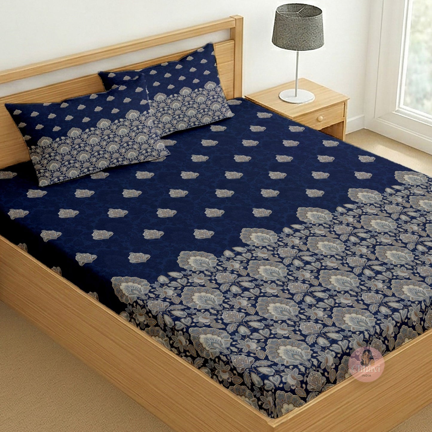 CHHAVI INDIA 210 TC Microfiber Printed King Size Bedsheet With 2 Pillow Covers
