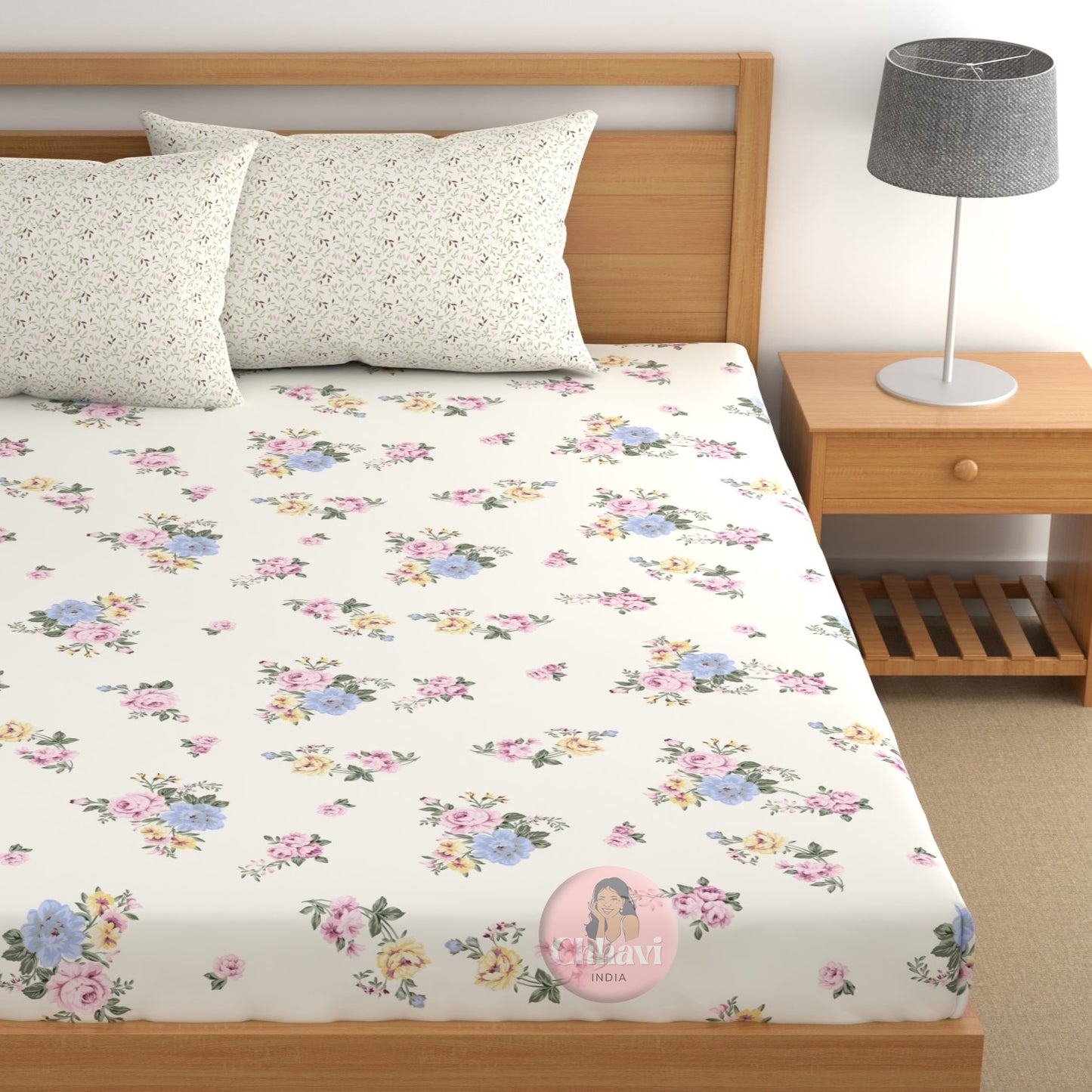 CHHAVI INDIA 210 TC Microfiber Printed King Size Bedsheet With Pillow Covers