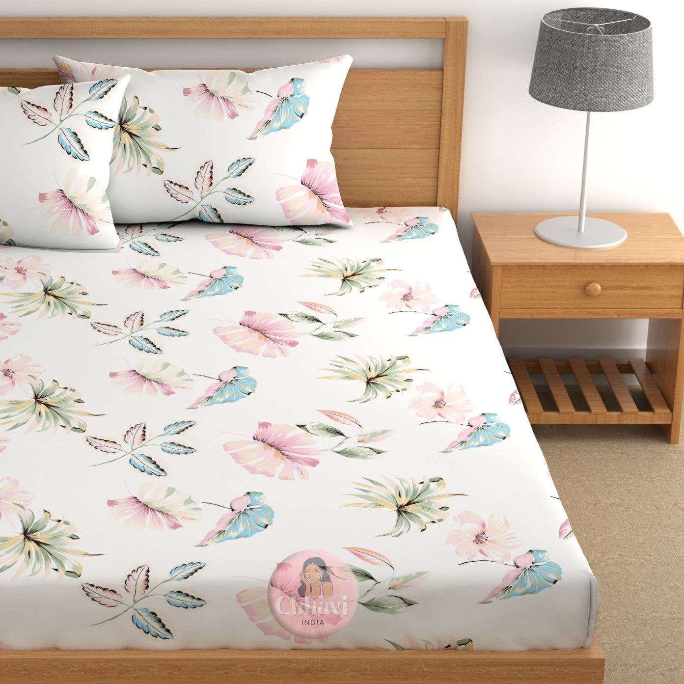 CHHAVI INDIA 210 TC Microfiber Printed Double Bedsheet With 2 Pillow Covers