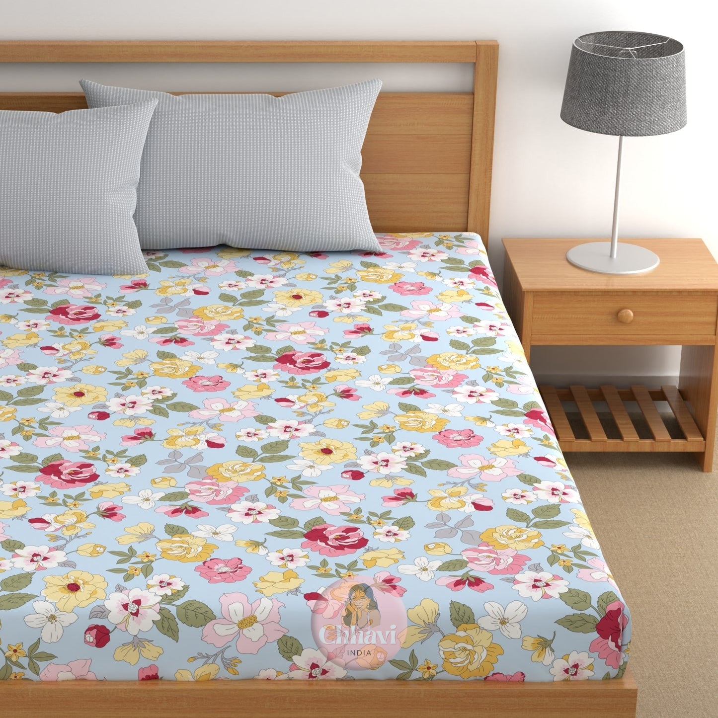 CHHAVI INDIA 210 TC Microfiber Printed King Size Bedsheet With Pillow Covers