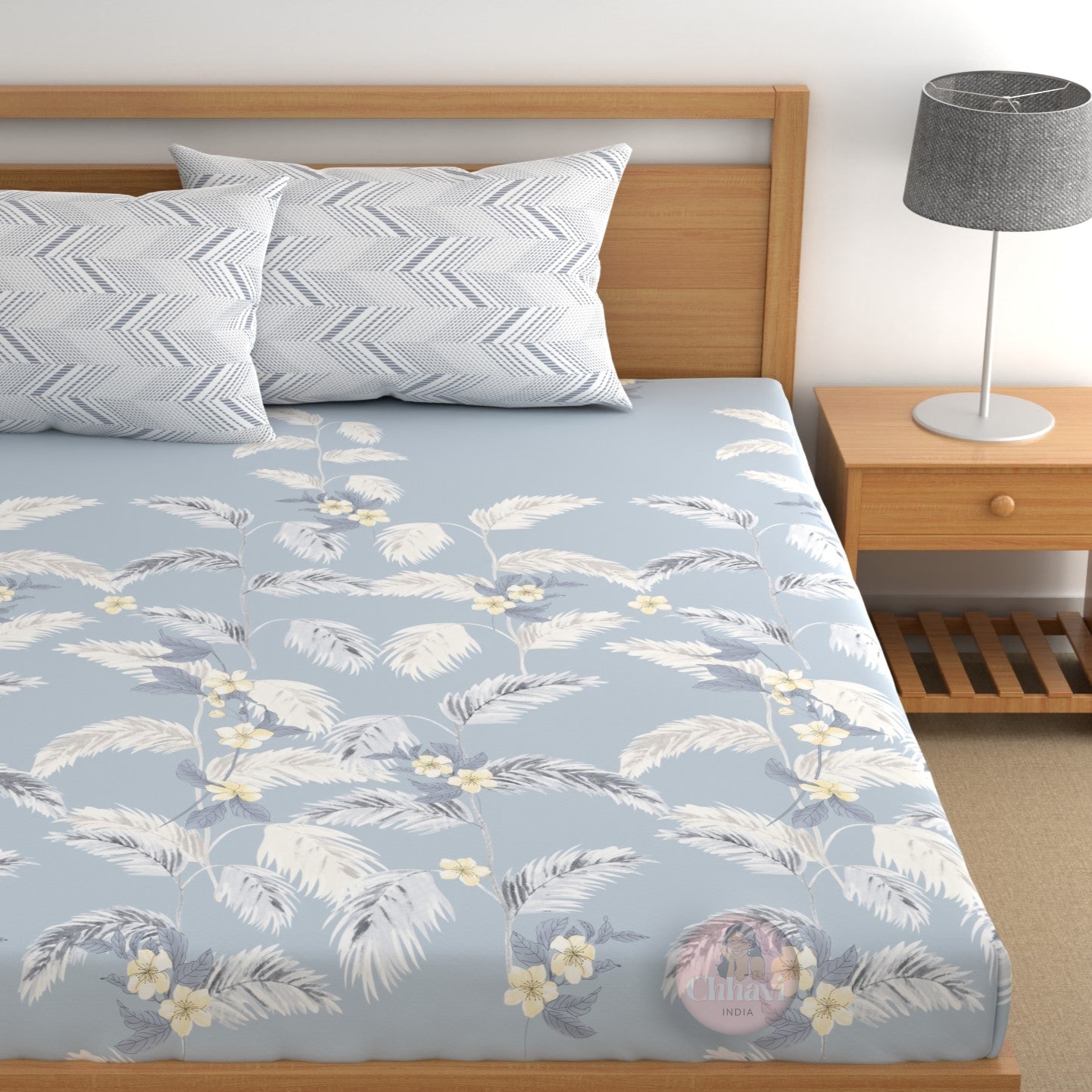 CHHAVI INDIA 210 TC Microfiber Double Fitted  Size Printed Bedsheet