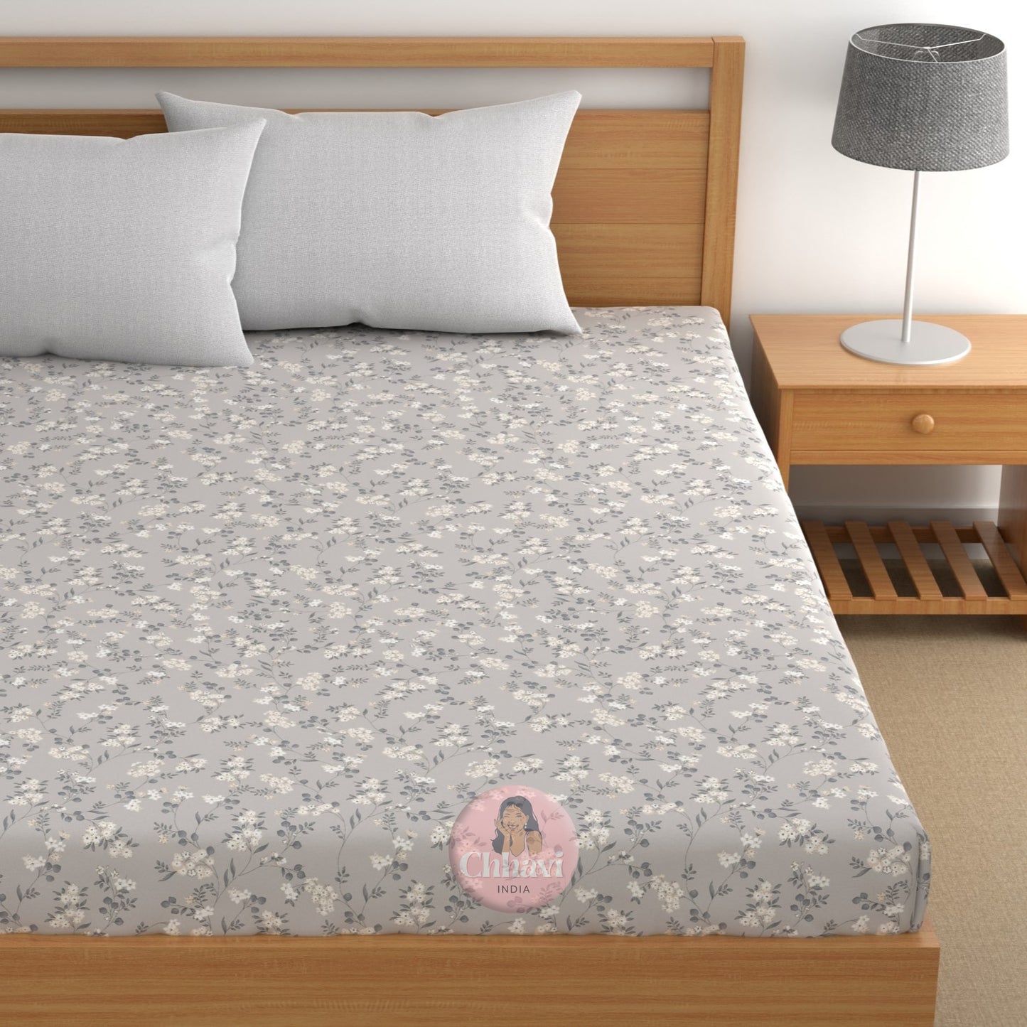 CHHAVI INDIA 210 TC Microfiber Double Fitted  Size Printed Bedsheet