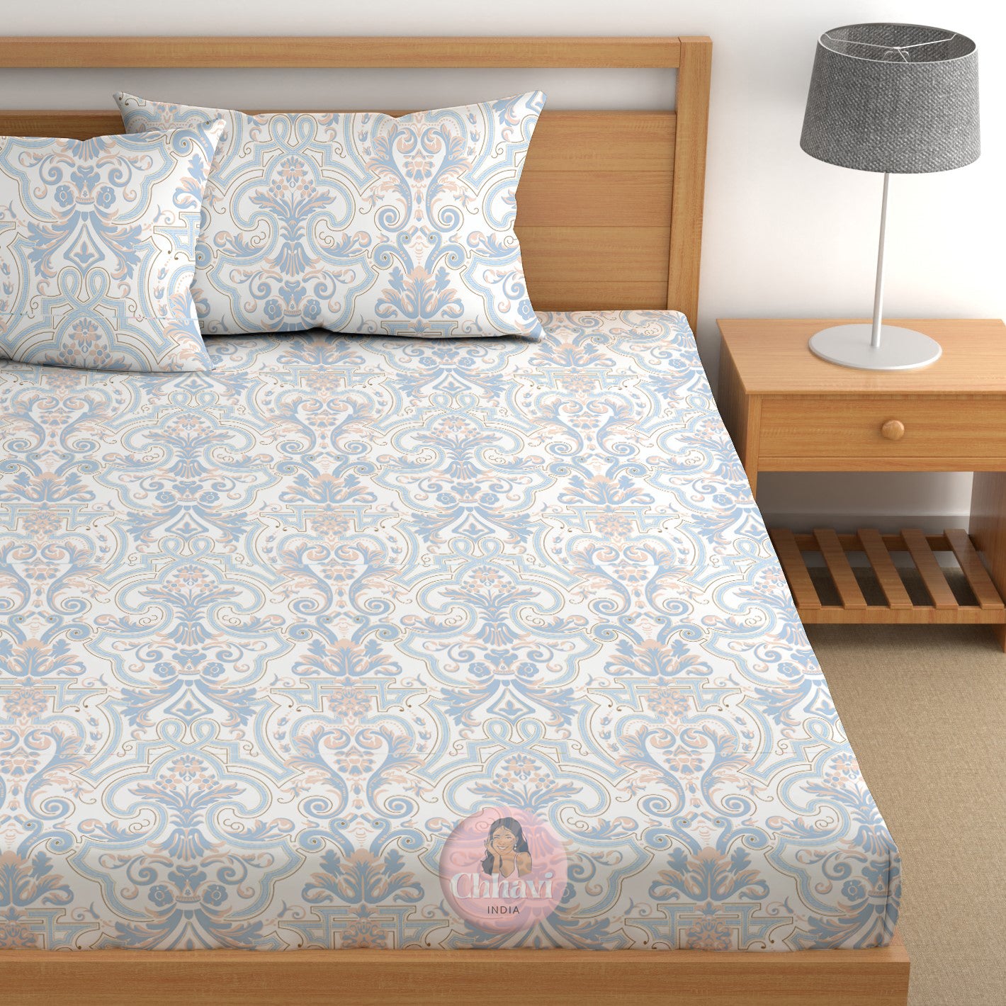 CHHAVI INDIA 210 TC Microfiber Printed King Size Bedsheet With Pillow Covers