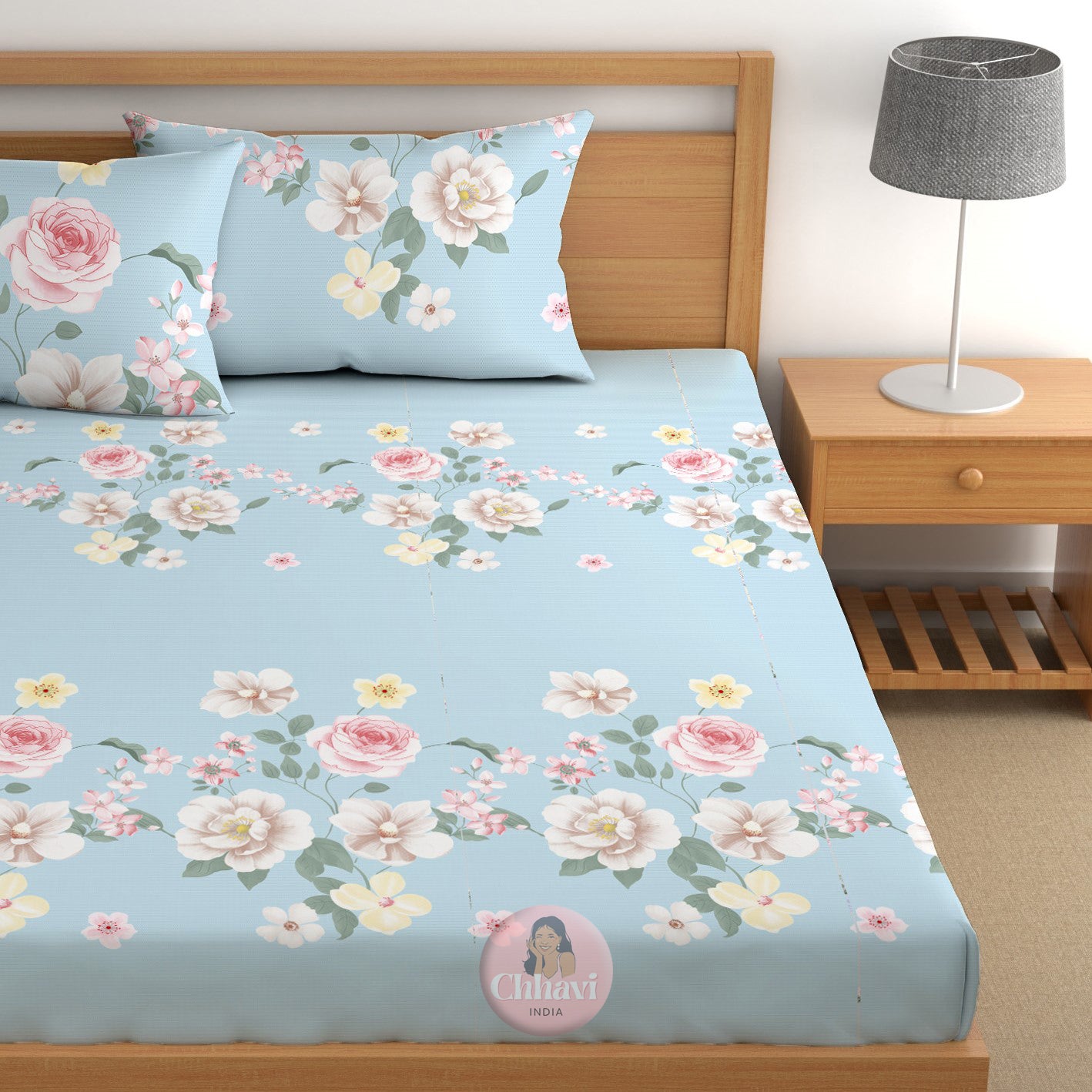 CHHAVI INDIA 210 TC Microfiber Printed King Size Bedsheet With Pillow Covers