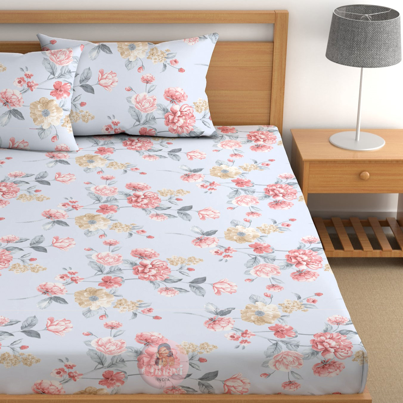 CHHAVI INDIA 210 TC Microfiber Printed King Size Bedsheet With Pillow Covers