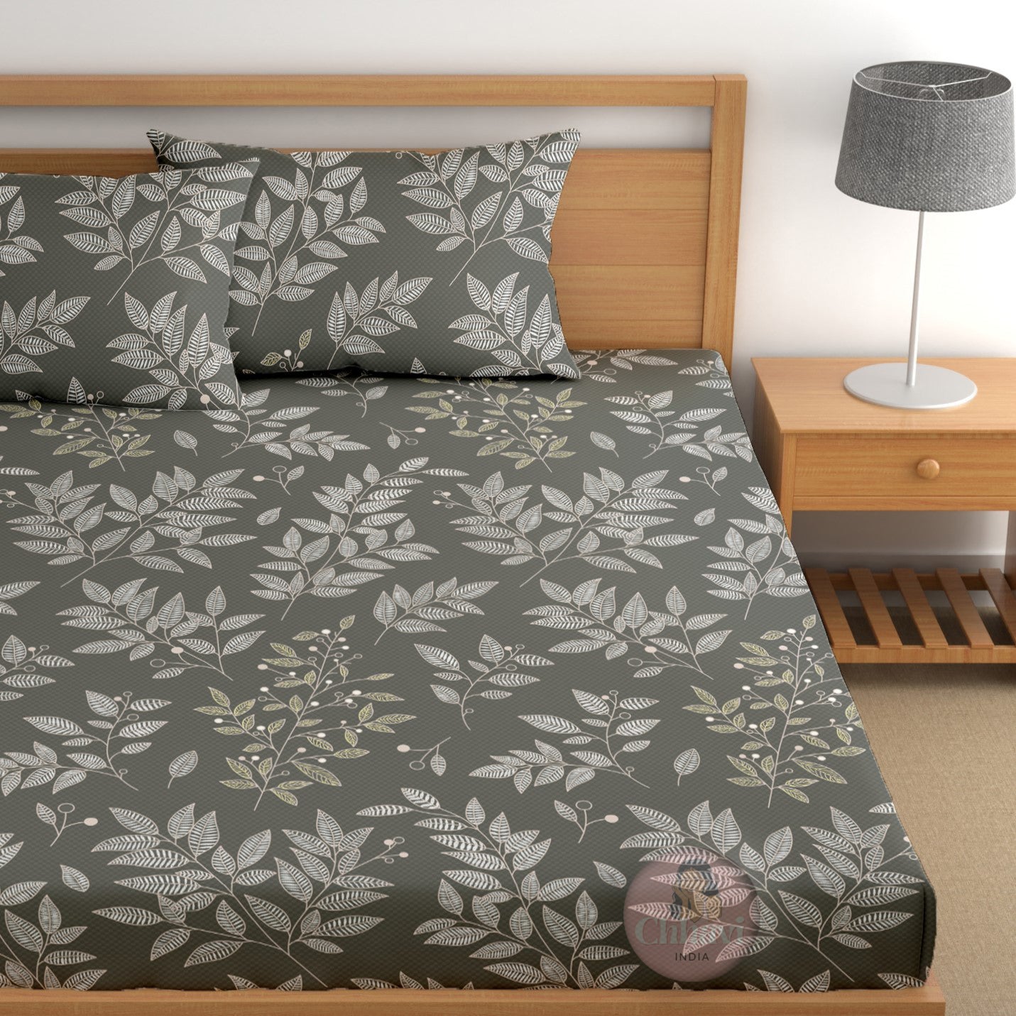 CHHAVI INDIA 210 TC Microfiber Fitted Double Size Printed Bedsheet With 2 Pillow covers