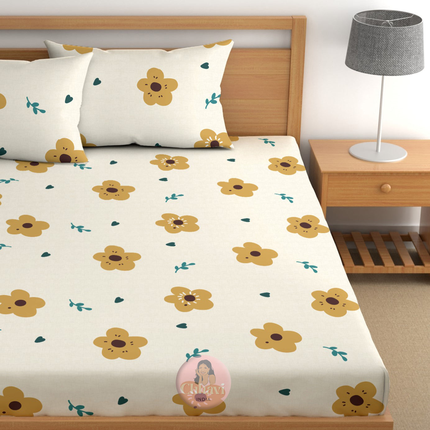 CHHAVI INDIA 210 TC Microfiber Printed Double Bedsheet With 2 Pillow Covers