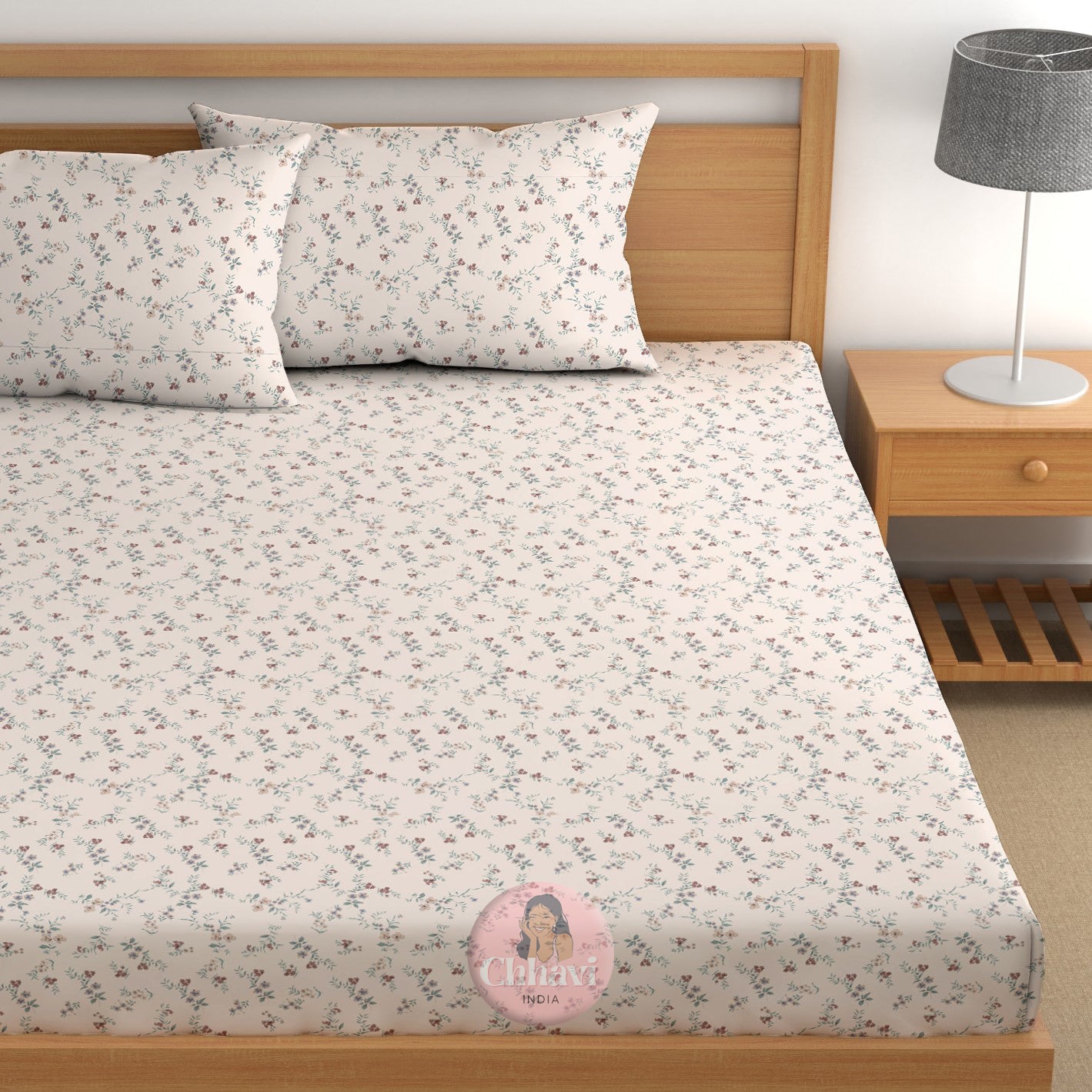 CHHAVI INDIA 210 TC Microfiber Printed King Size Bedsheet With Pillow Covers