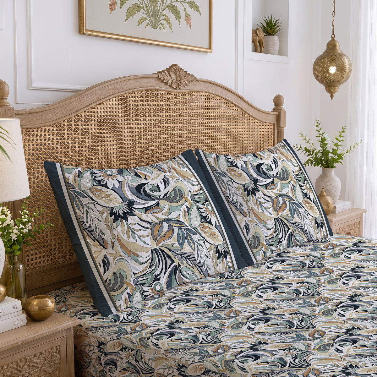 CHHAVI INDIA 210 TC Microfiber Printed King Size Bedsheet With 2 Pillow Covers