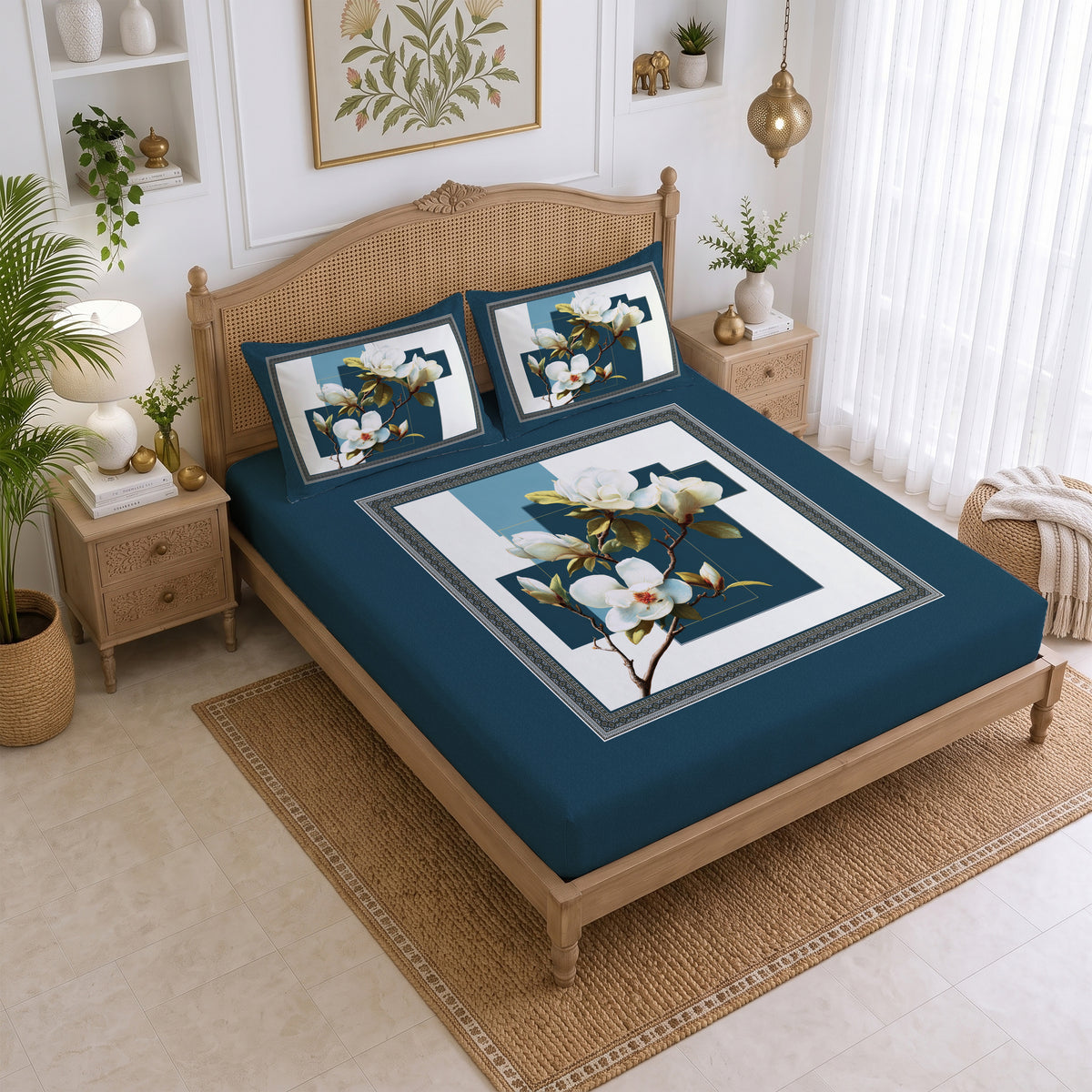 CHHAVI INDIA 210 TC Microfiber Printed King Size Bedsheet With 2 Pillow Covers