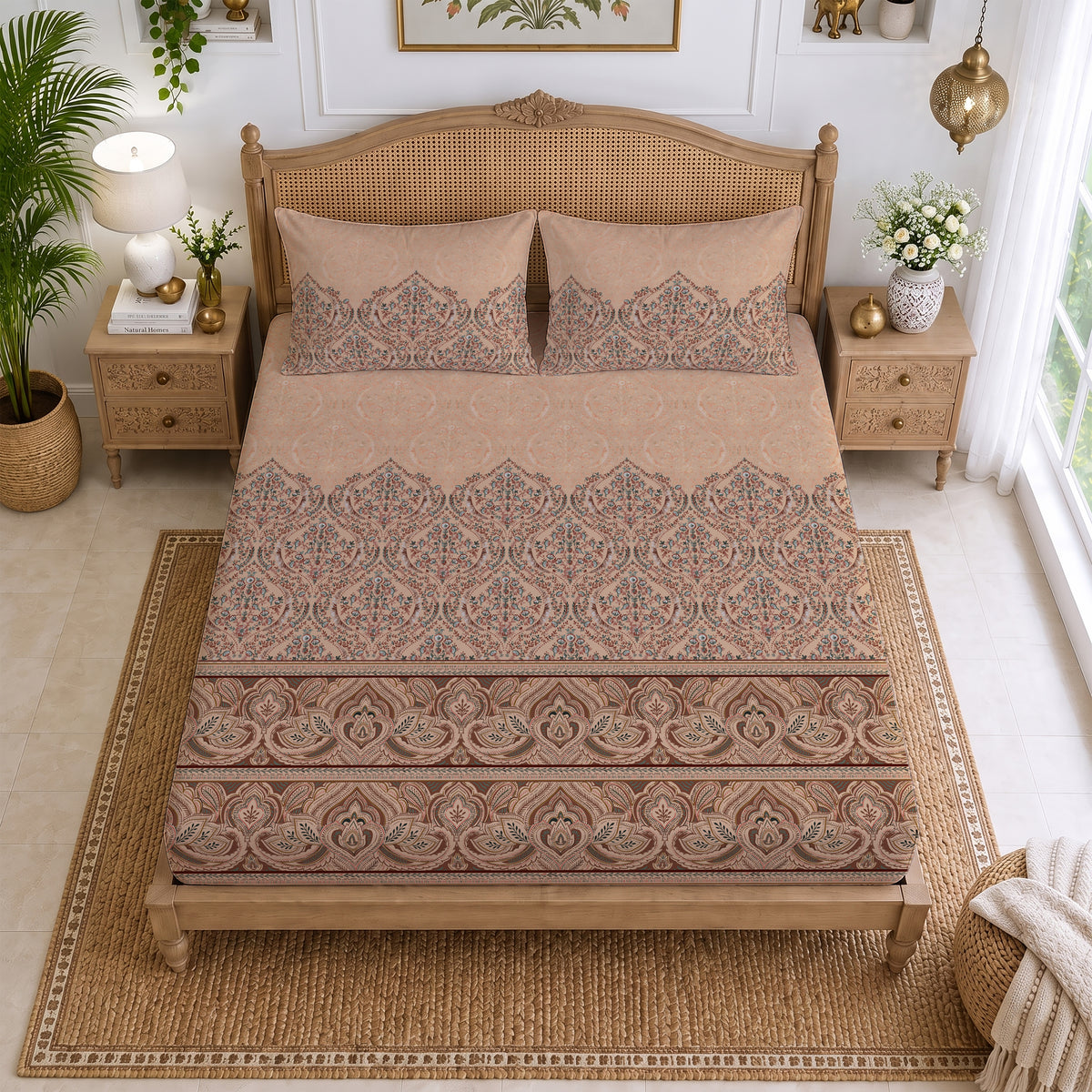 CHHAVI INDIA 210 TC Microfiber Printed King Size Bedsheet With 2 Pillow Covers