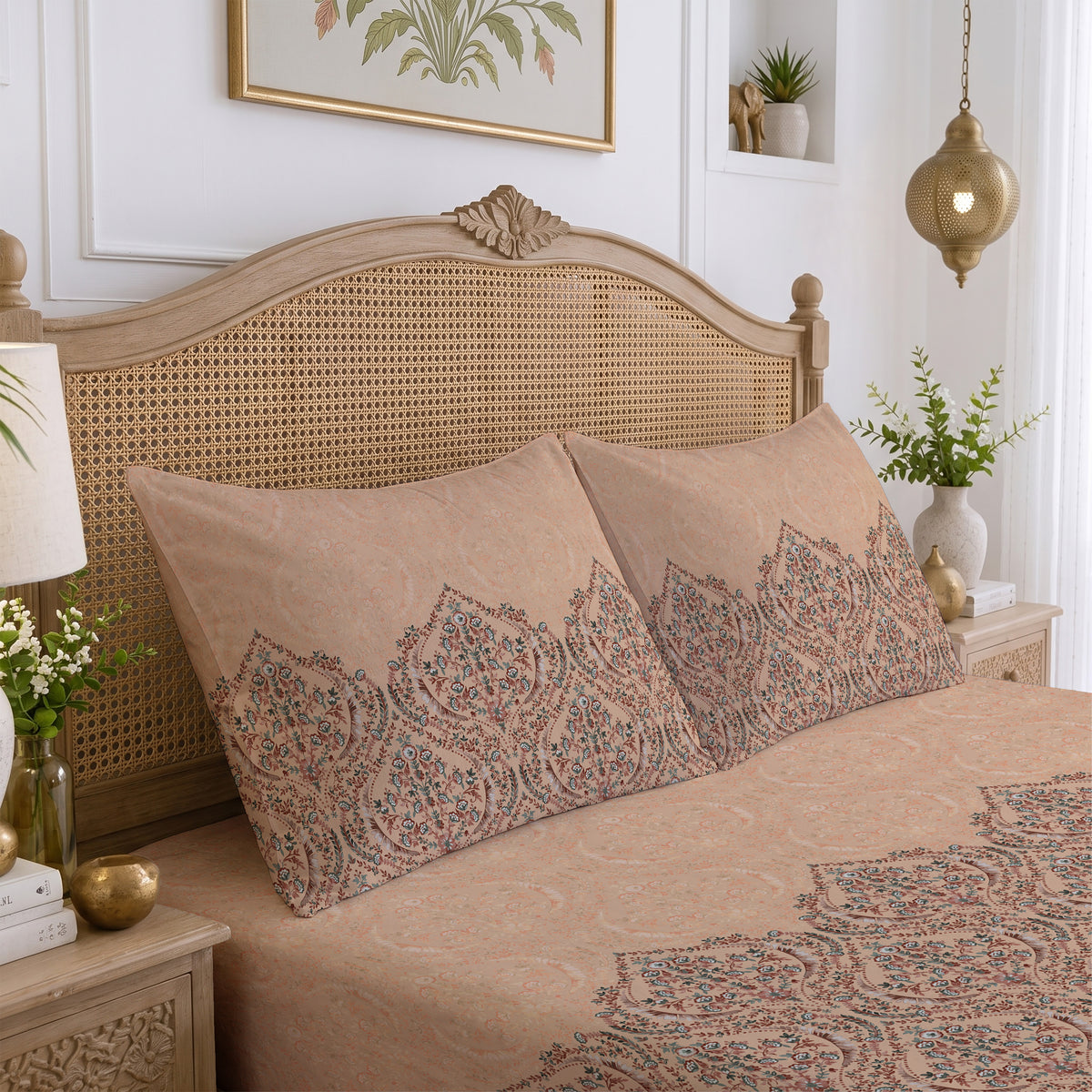 CHHAVI INDIA 210 TC Microfiber Printed King Size Bedsheet With 2 Pillow Covers