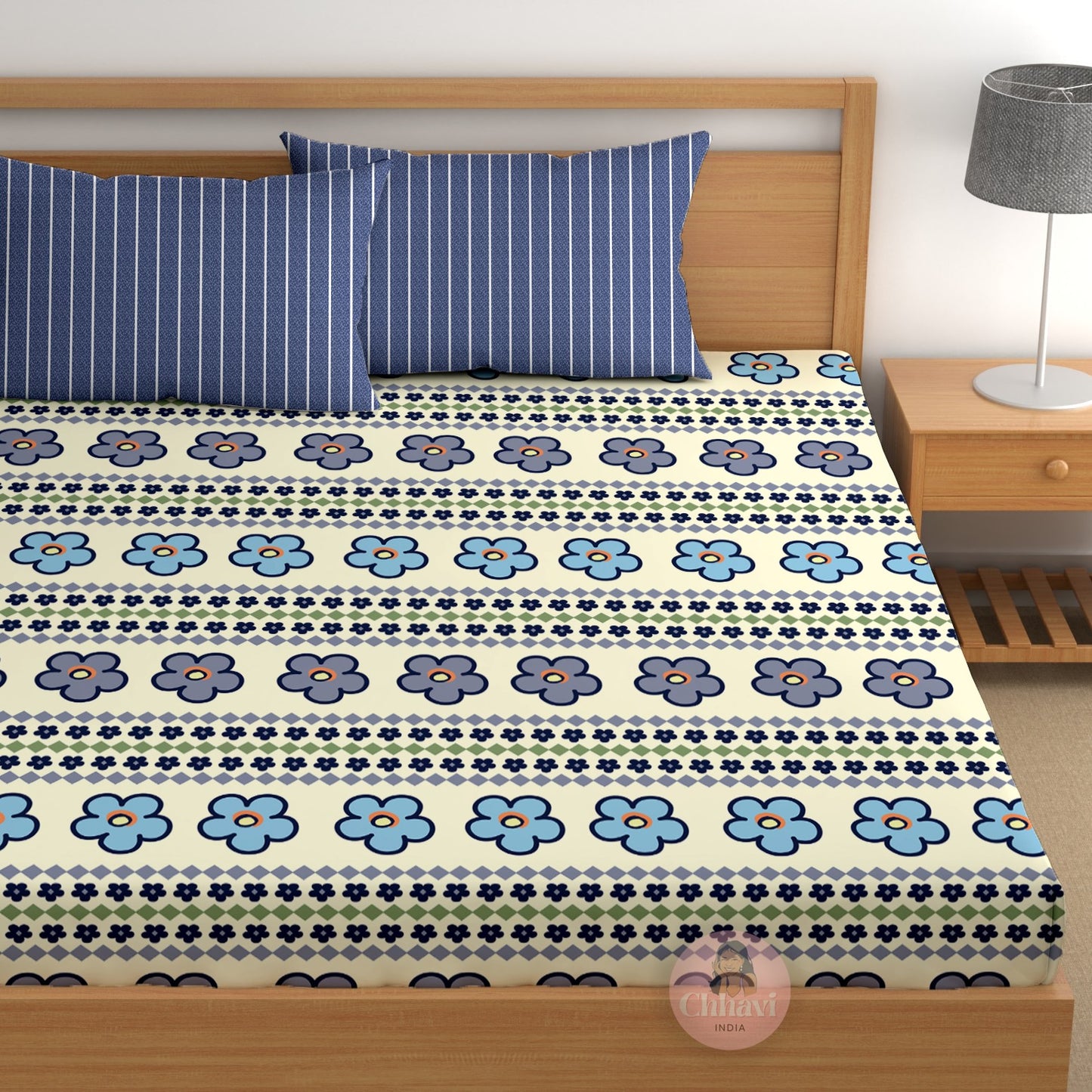 CHHAVI INDIA 210 TC Microfiber Printed King Size Bedsheet With Pillow Covers
