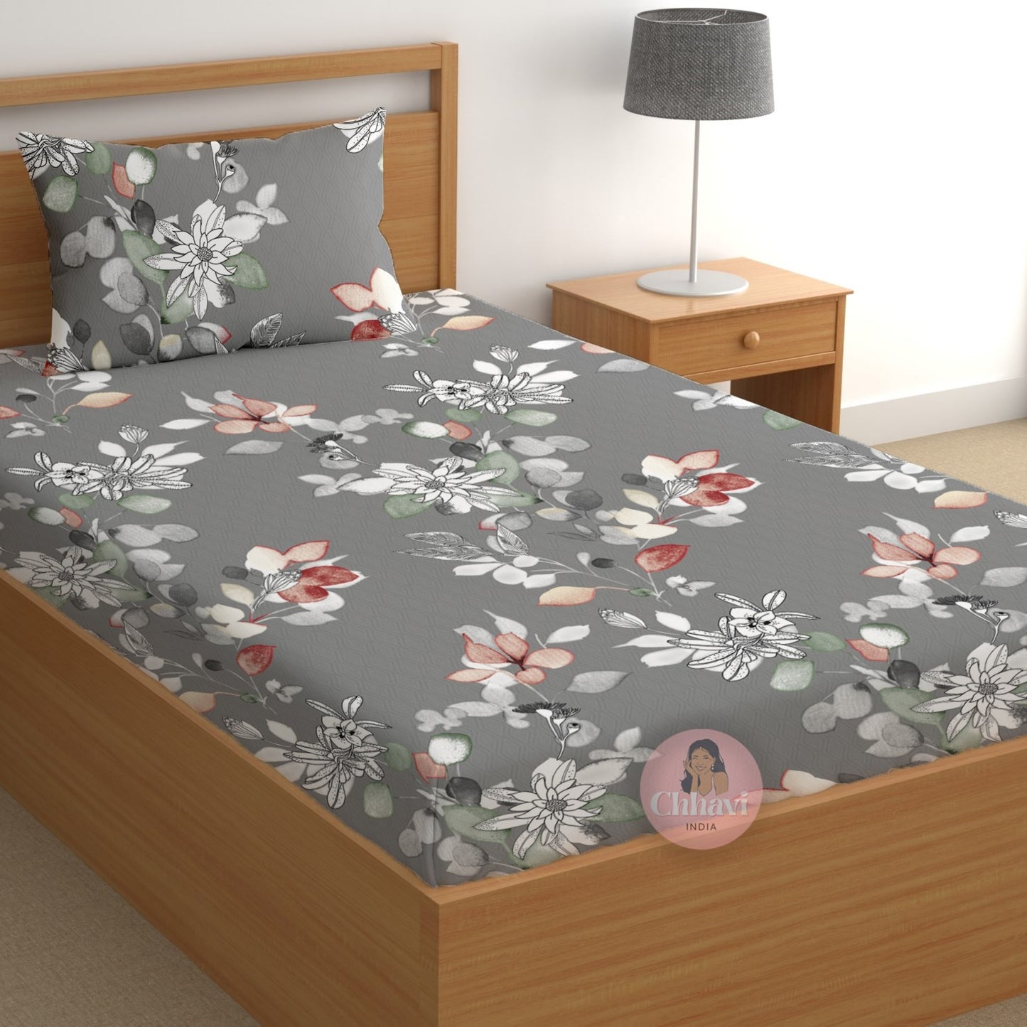 CHHAVI INDIA 180 TC Microfiber Printed Single Bedsheet With 1 Pillow Cover