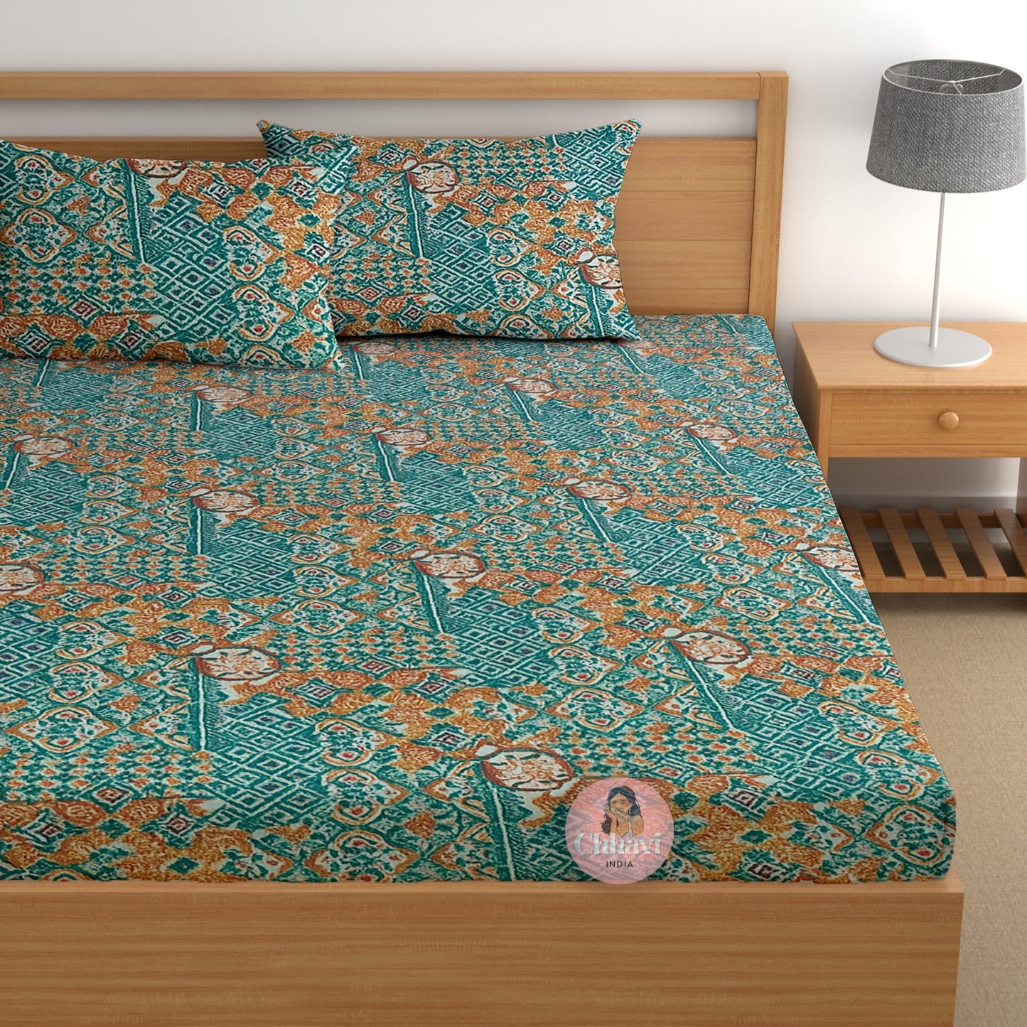 CHHAVI INDIA 210 TC Microfiber Printed King Size Bedsheet With Pillow Covers (Copy) (Copy)