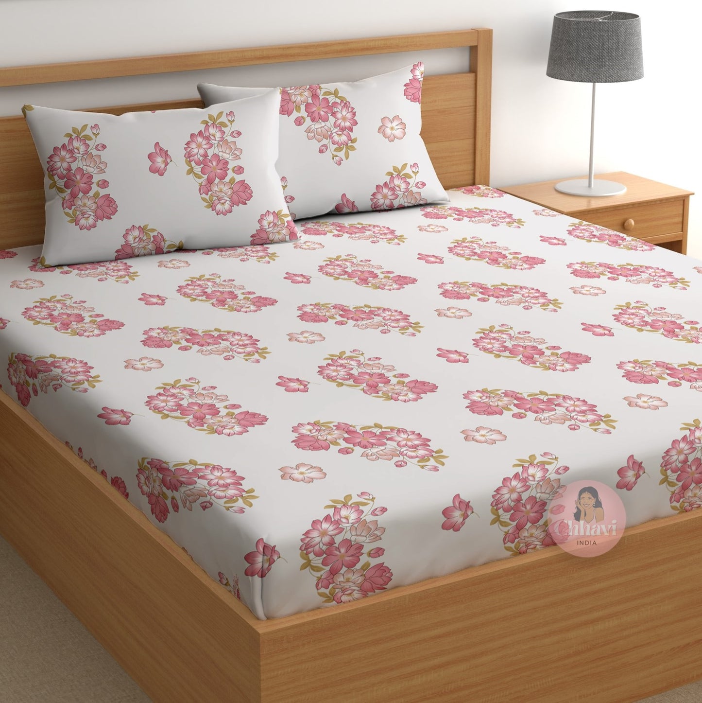 CHHAVI INDIA 180 TC Microfiber Printed Double Bedsheet With 2 Pillow Covers