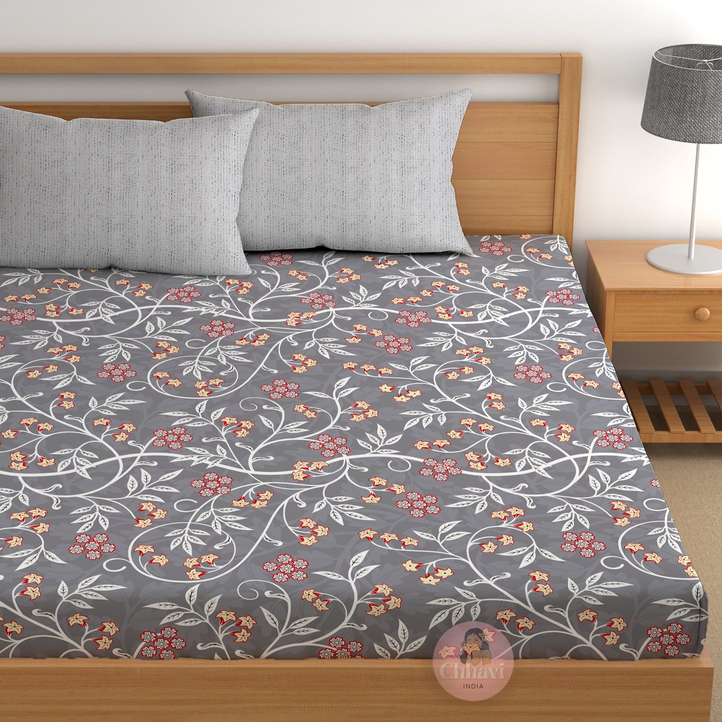 CHHAVI INDIA 210 TC Microfiber Printed King Size Bedsheet With Pillow Covers