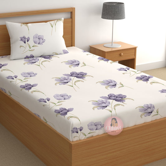 CHHAVI INDIA 180 TC Microfiber Printed Single Bedsheet With 1 Pillow Cover