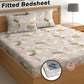 CHHAVI INDIA 210 TC Microfiber Double Fitted  Size Printed Bedsheet with pillow covers