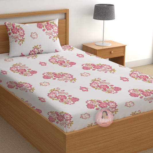 CHHAVI INDIA 180 TC Microfiber Printed Single Bedsheet With 1 Pillow Cover