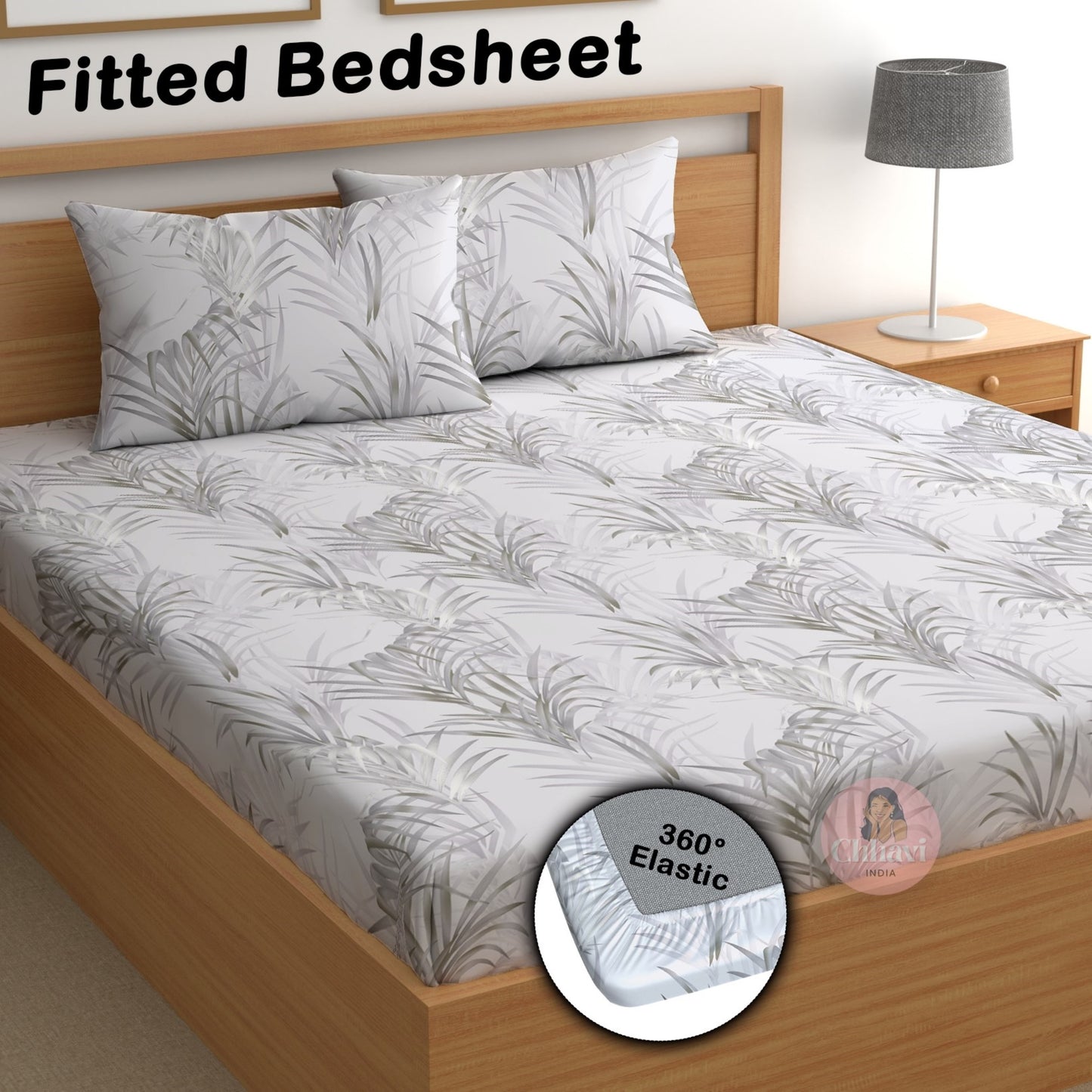 CHHAVI INDIA 180 TC Microfiber Double Fitted  Size Printed Bedsheet