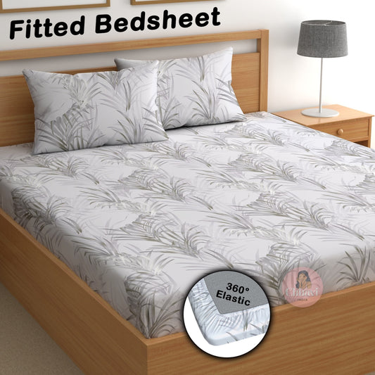 CHHAVI INDIA 180 TC Microfiber Double Fitted  Size Printed Bedsheet