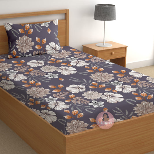 CHHAVI INDIA 180 TC Microfiber Printed Single Bedsheet With 1 Pillow Cover
